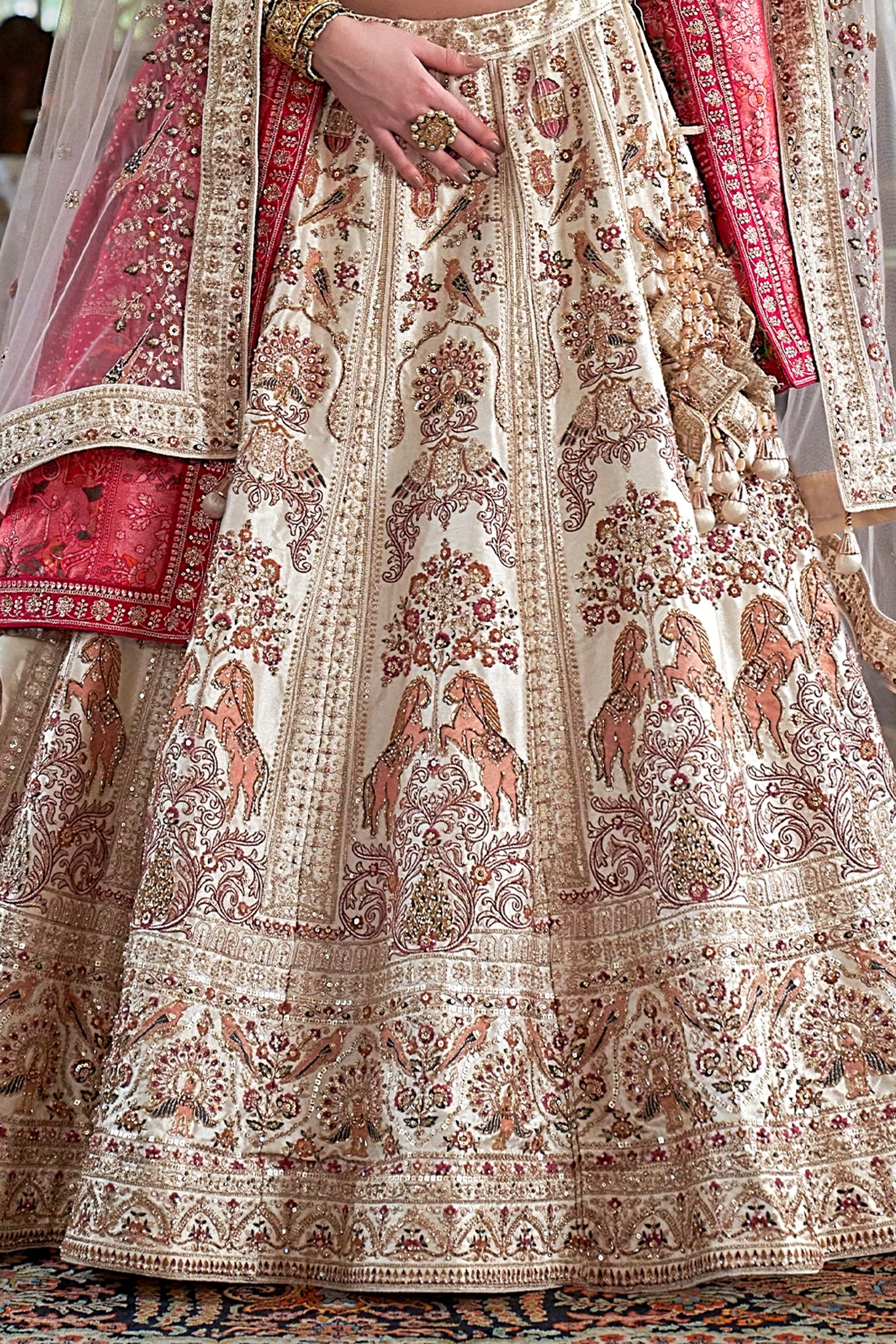 Off White Semi-Stitched Embroidered Silk Lehenga-SAR11520_4_SareeButa.com