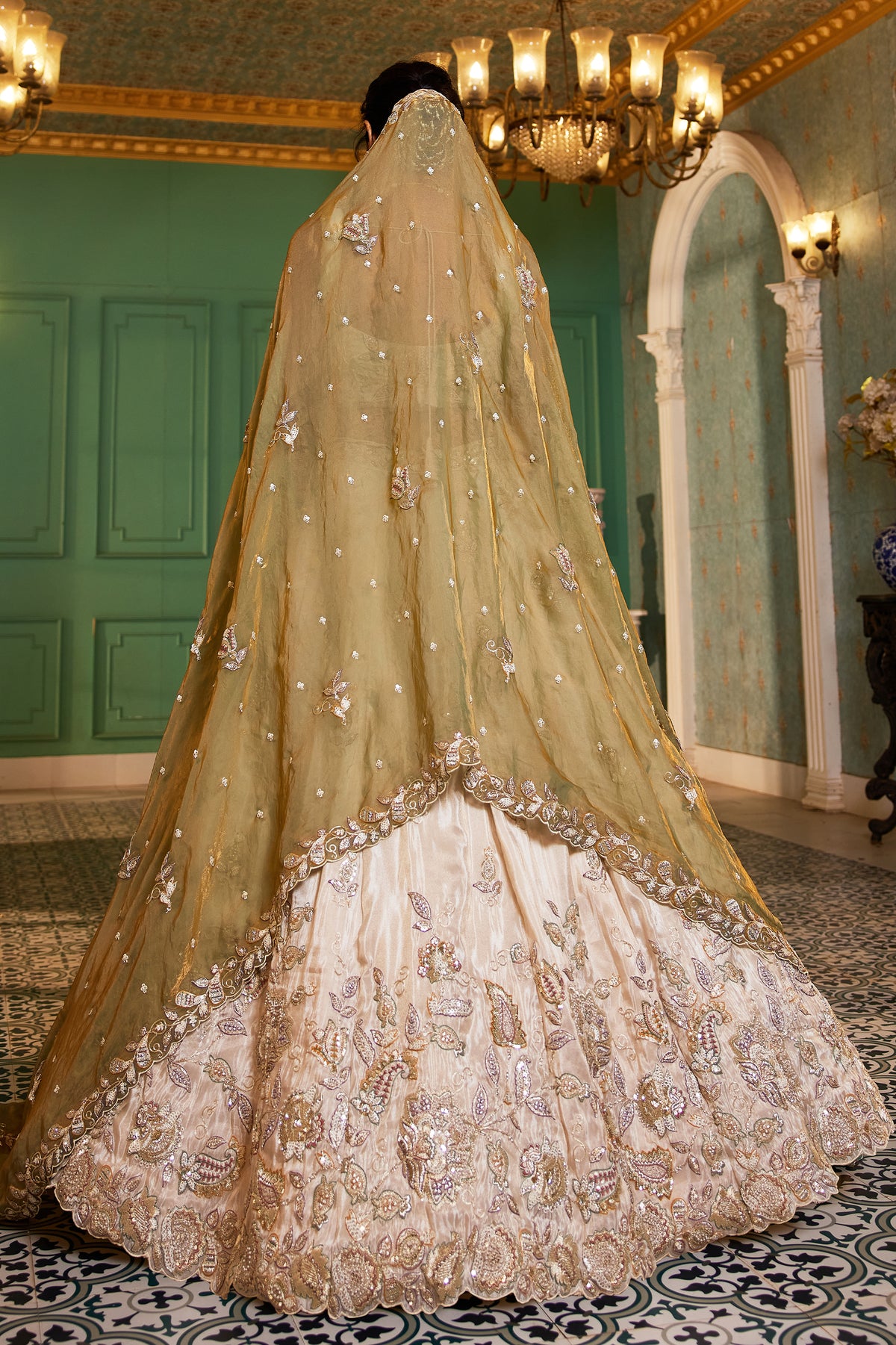 Off White Semi Stitched Embroidered Tissue Lehenga-SAR12846_6_SareeButa.com