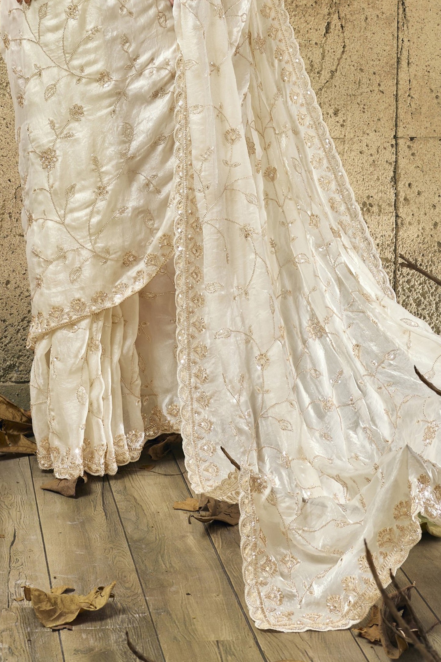 Off White Sequin Work Velvet Satin Saree-SAR12815_8_SareeButa.com