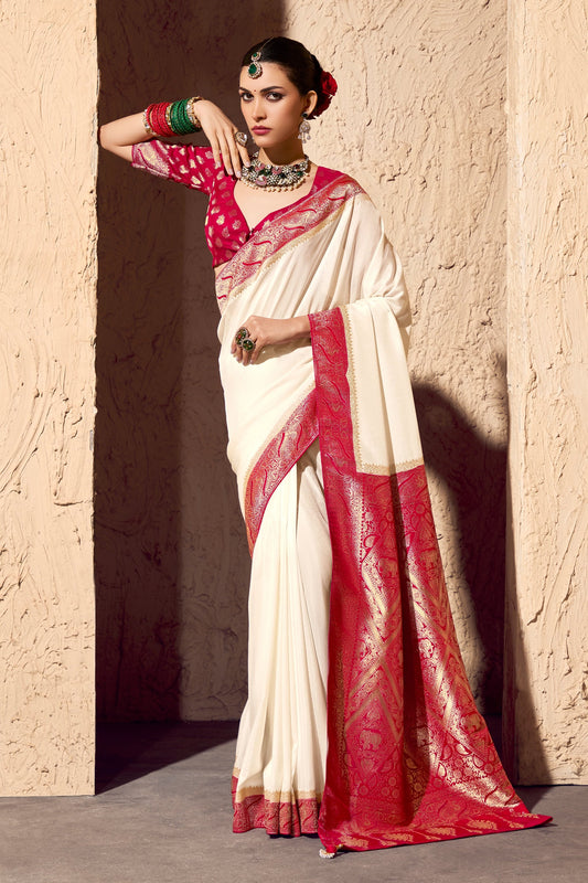 Off White Woven Crepe Georgette Saree-SAR10995_1_SareeButa.com