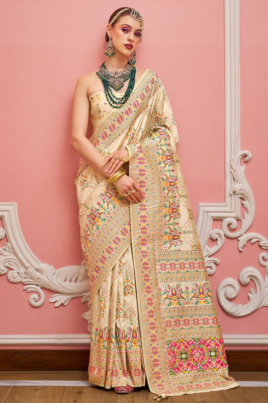 Off White Woven Kashmiri Silk Saree-SAR11341_1_SareeButa.com