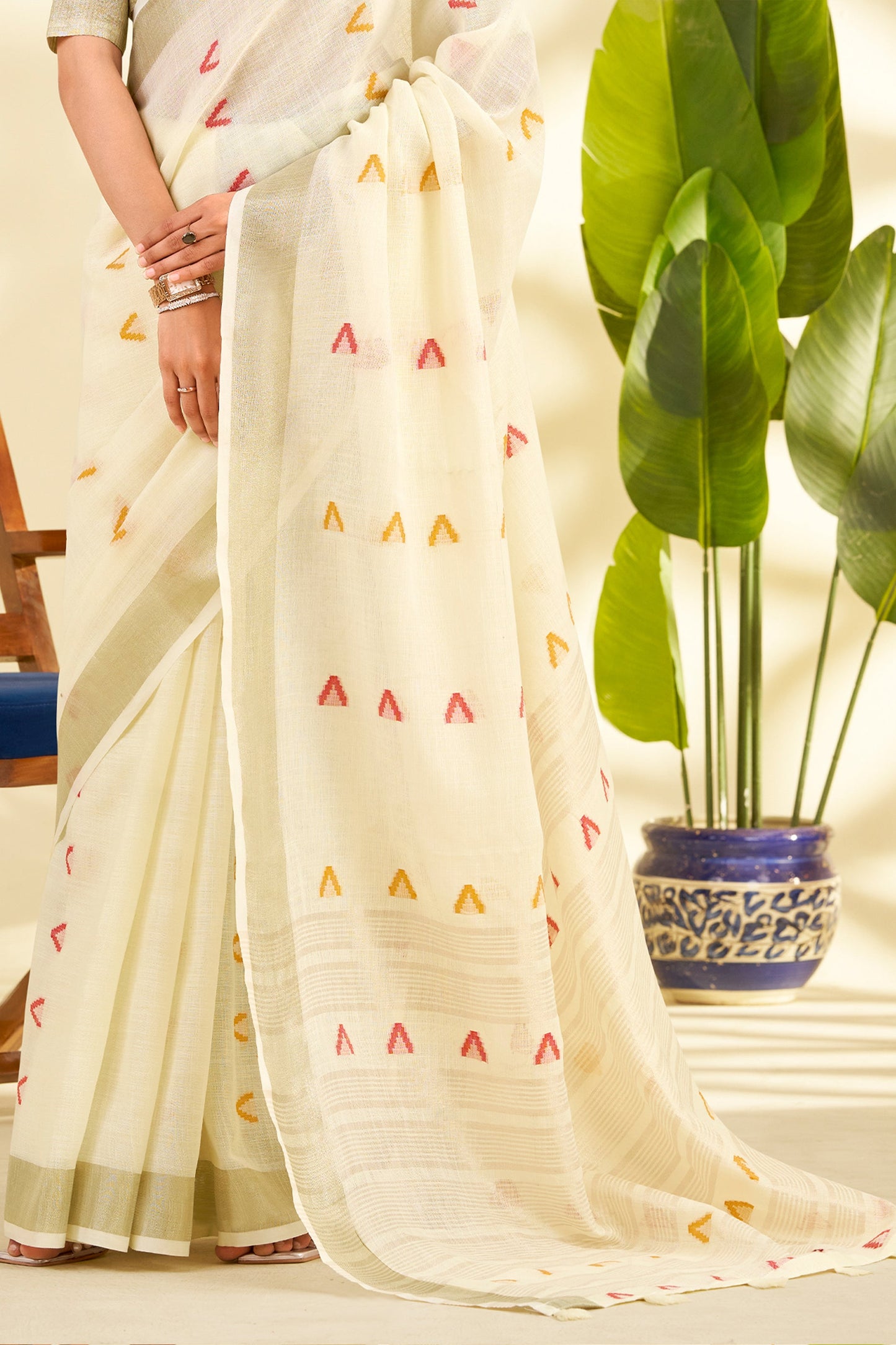 Off White Woven Linen Silk Saree-SAR10011_4_SareeButa.com