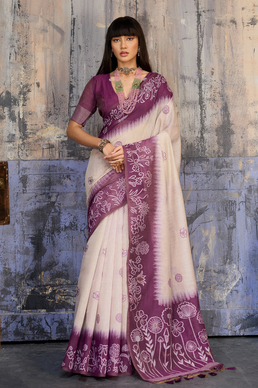 Off White Woven Munga Cotton Saree-SAR11879_1_SareeButa.com