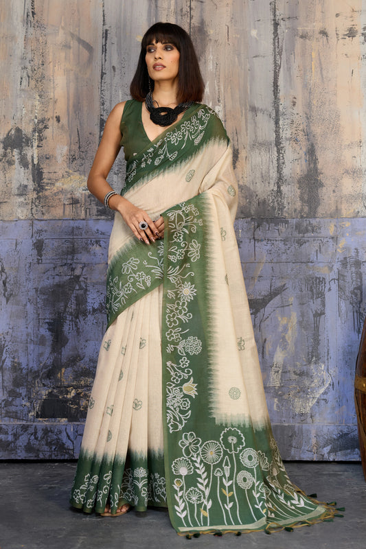 Off White Woven Munga Cotton Saree-SAR11880_1_SareeButa.com