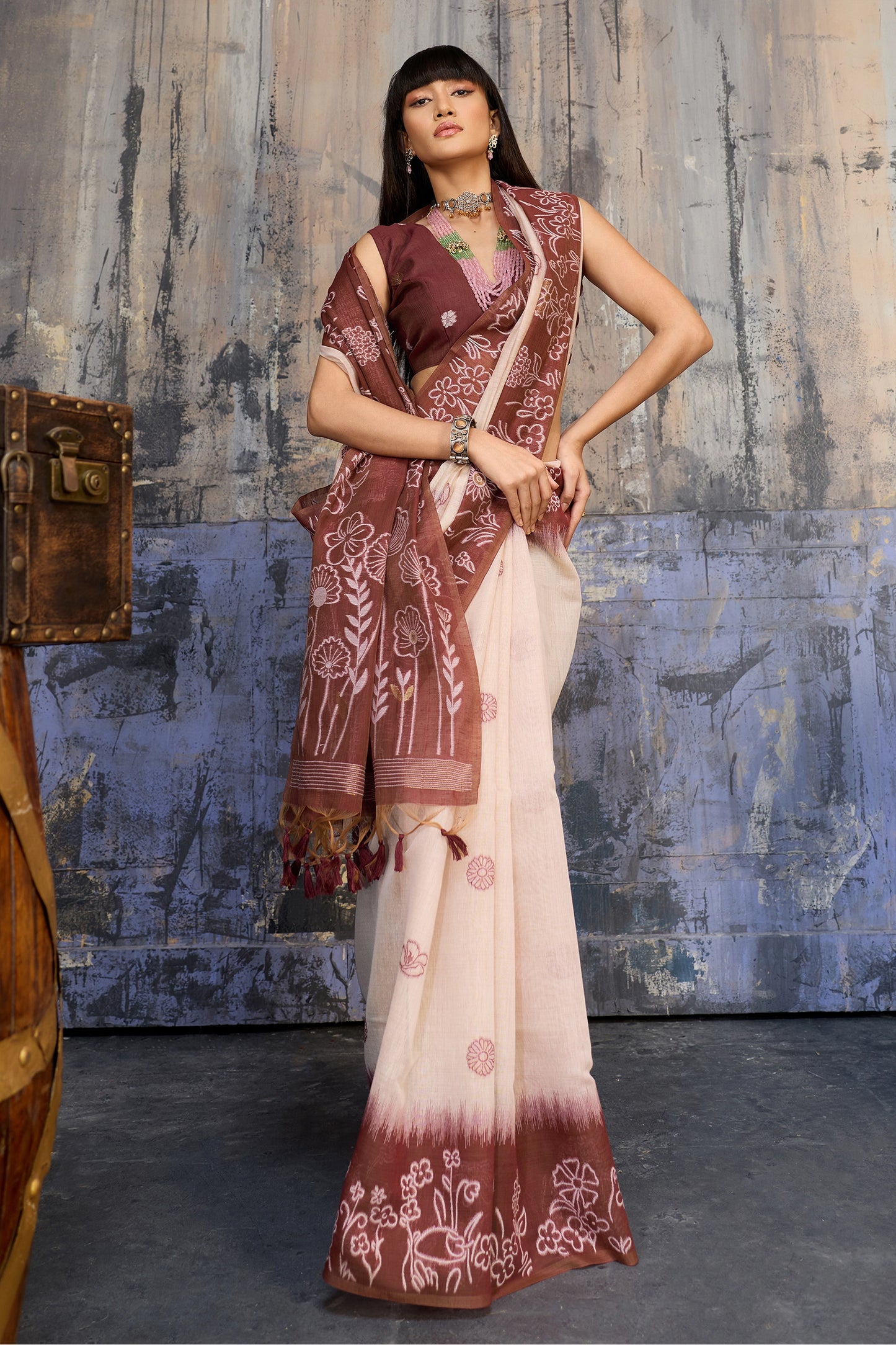 Off White Woven Munga Cotton Saree-SAR11881_4_SareeButa.com
