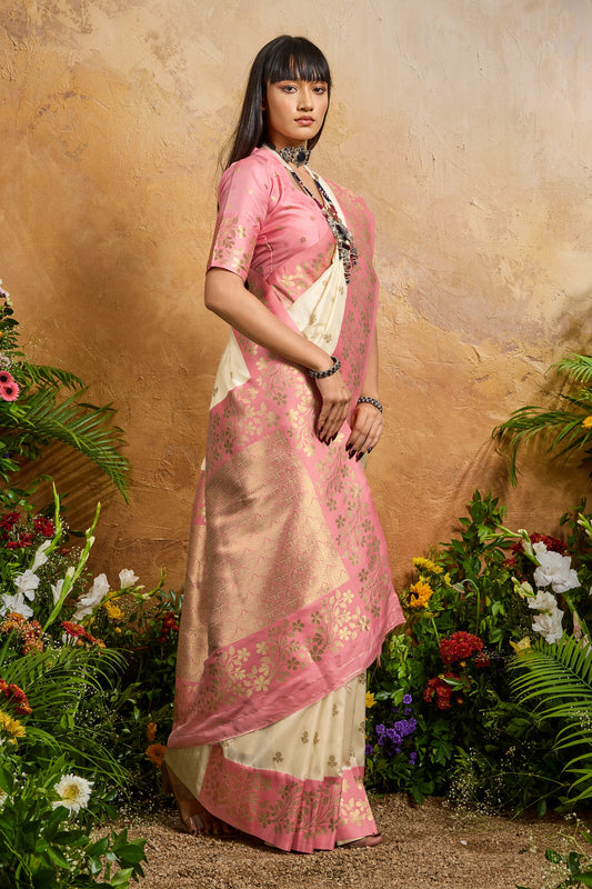 Off White Woven Silk Saree-SAR12319_2_SareeButa.com
