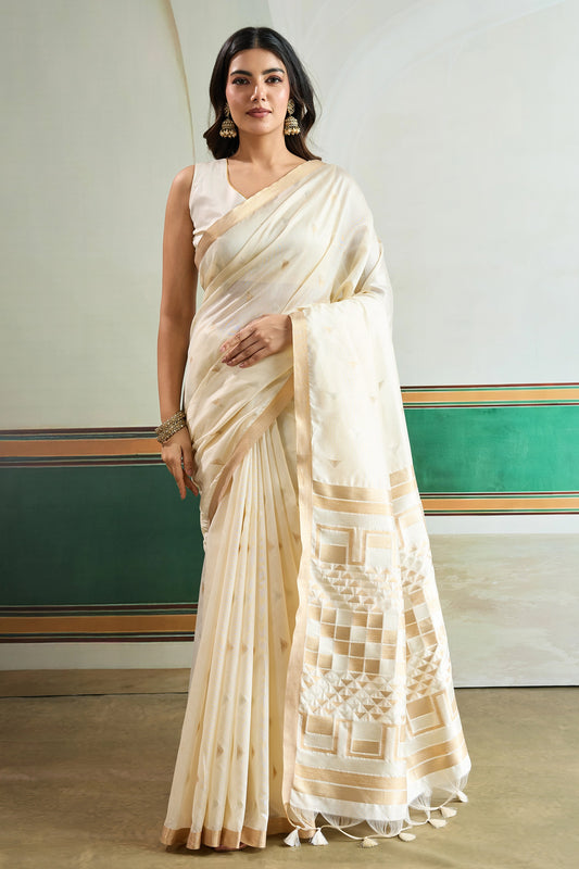 Off White Woven Silk Saree-SAR12404_1_SareeButa.com