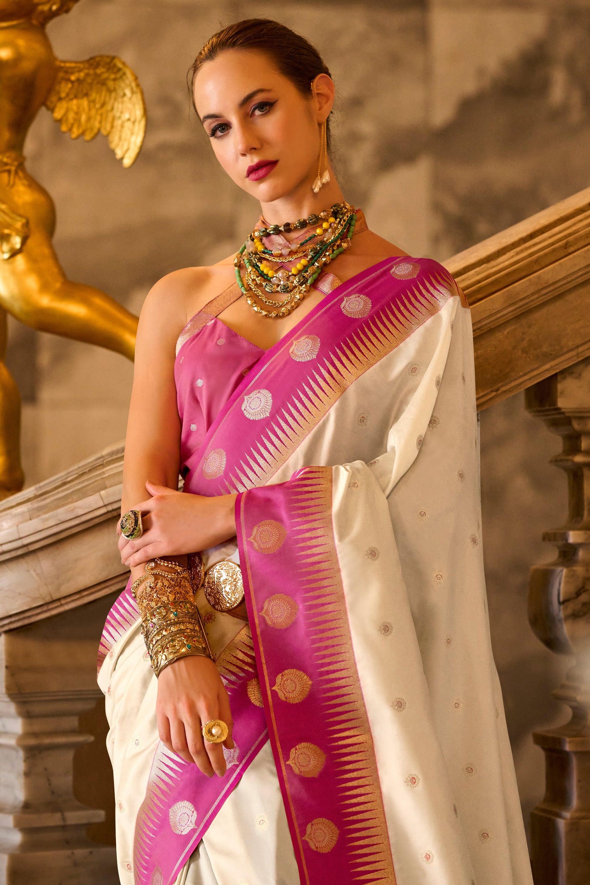 Off White Woven Silk Saree-ZB134684_2_SareeButa.com