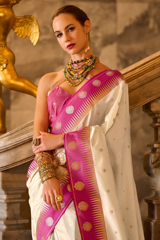 Off White Woven Silk Saree-ZB134684_2_SareeButa.com