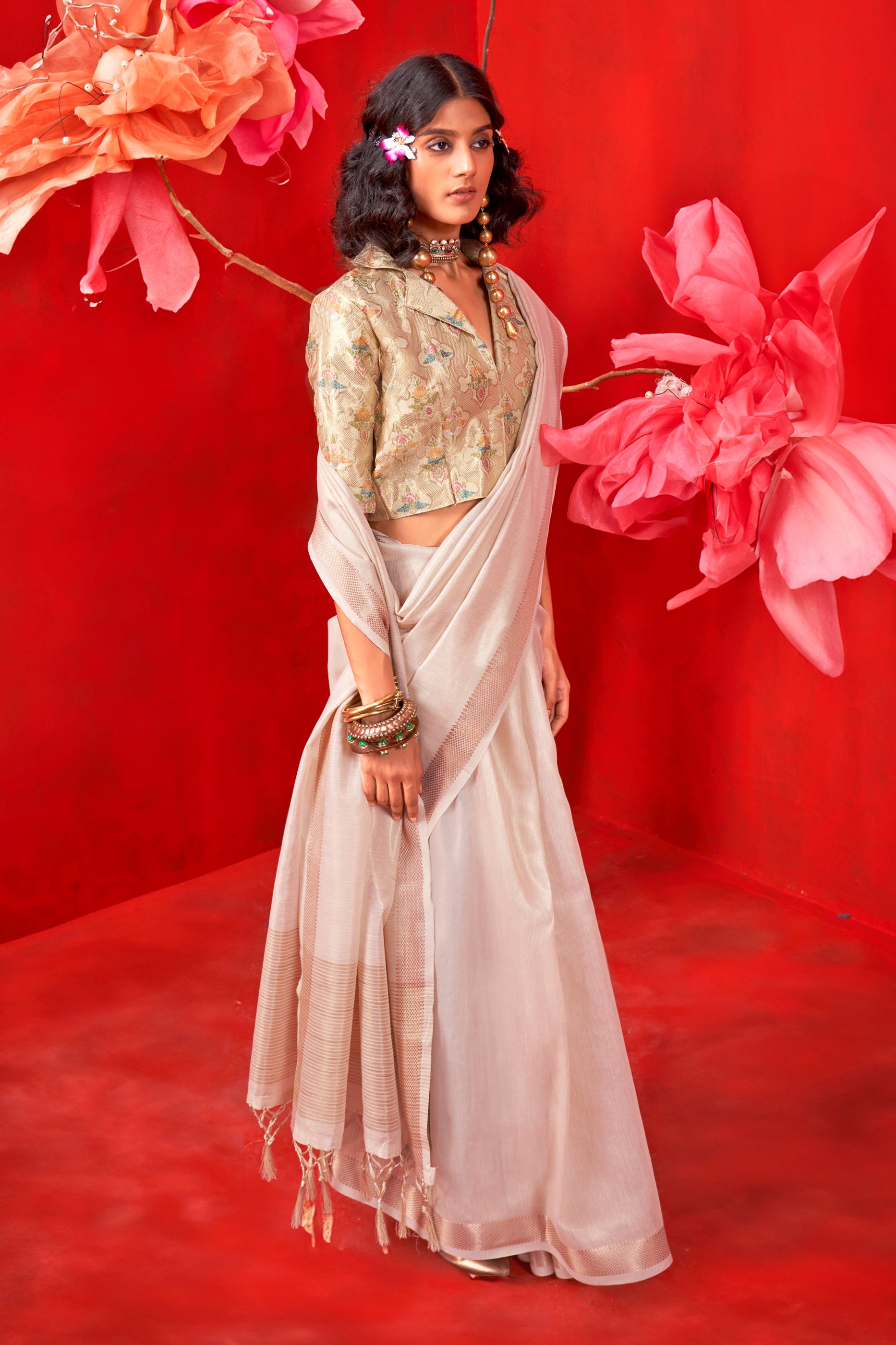 Off White Woven Tissue Silk Saree-SAR12402_2_SareeButa.com