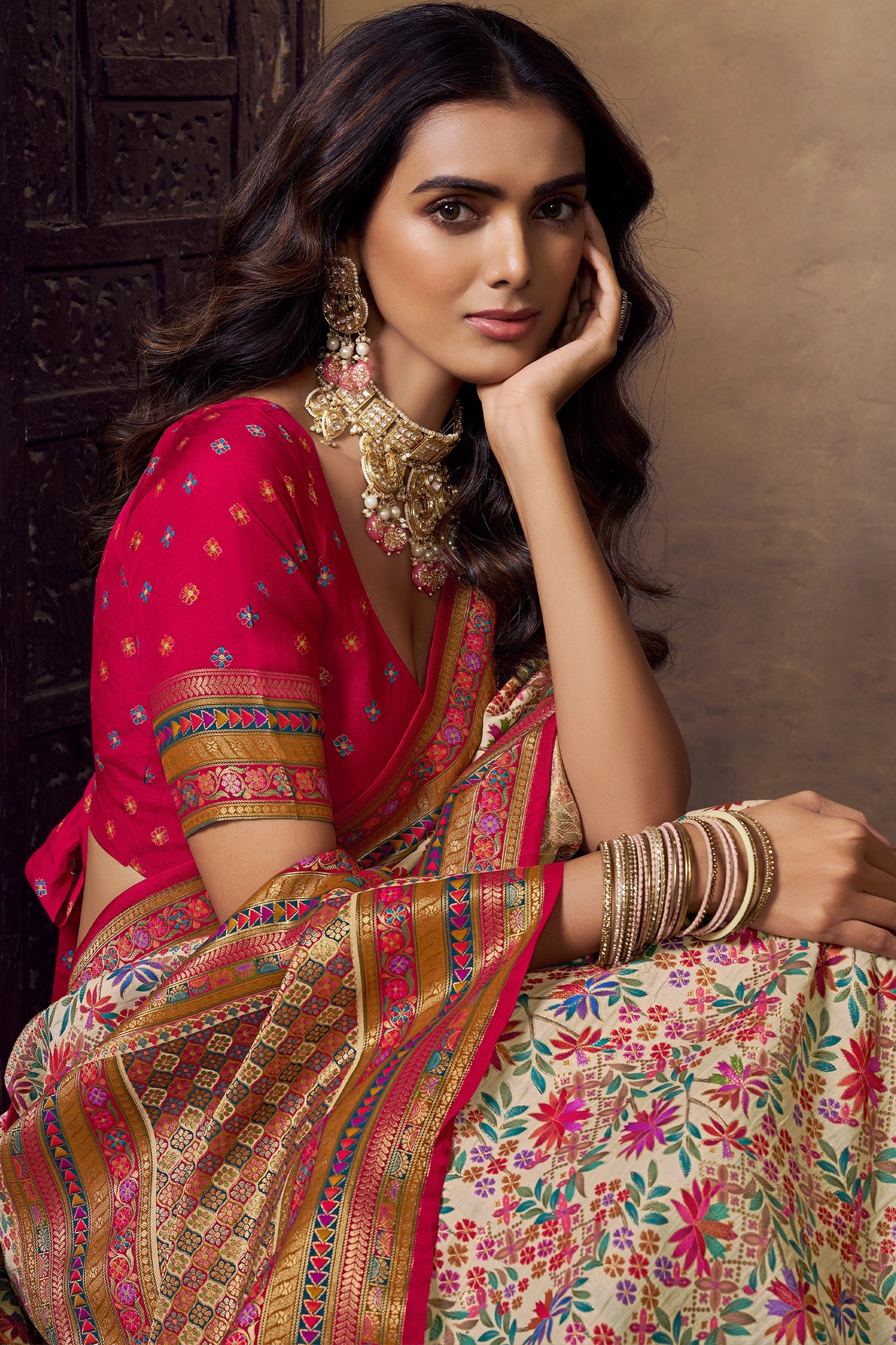 Off White Woven Viscose Silk Saree-SAR11021_2_SareeButa.com