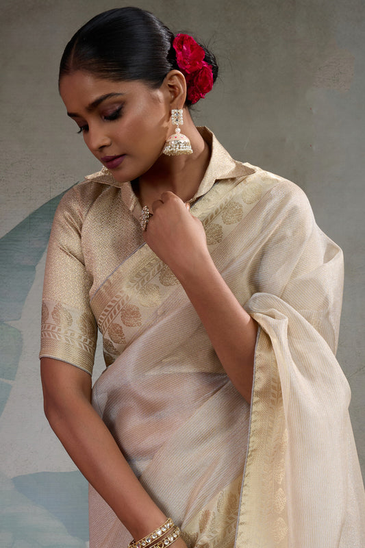 Off White Woven Zari Tissue Saree-SAR11810_2_SareeButa.com