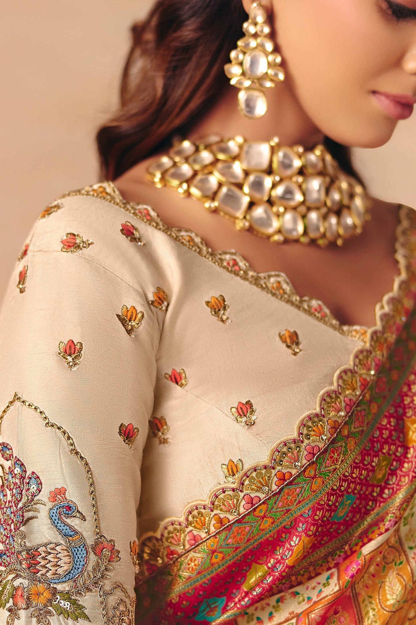 Off White Zari Work Dola Silk Saree With Embroidery-SAR12065_3_SareeButa.com