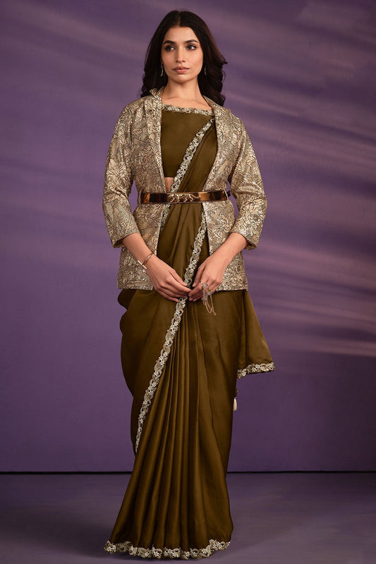 olive-satin-crepe-silk-readymade-saree-zb130230_1_SareeButa.com
