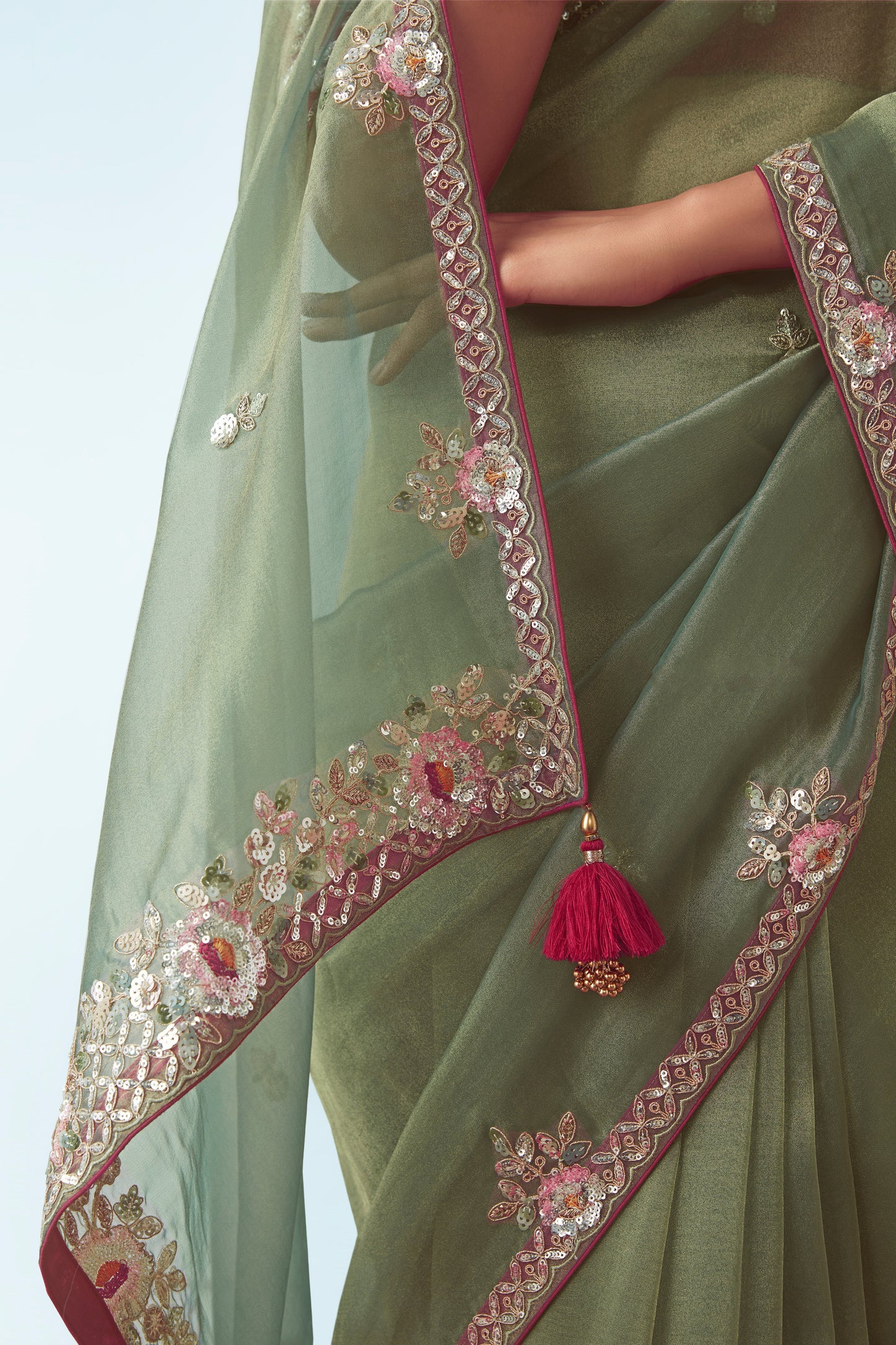 Green Embroidered Organza Saree-ZB134769_5_SareeButa.com