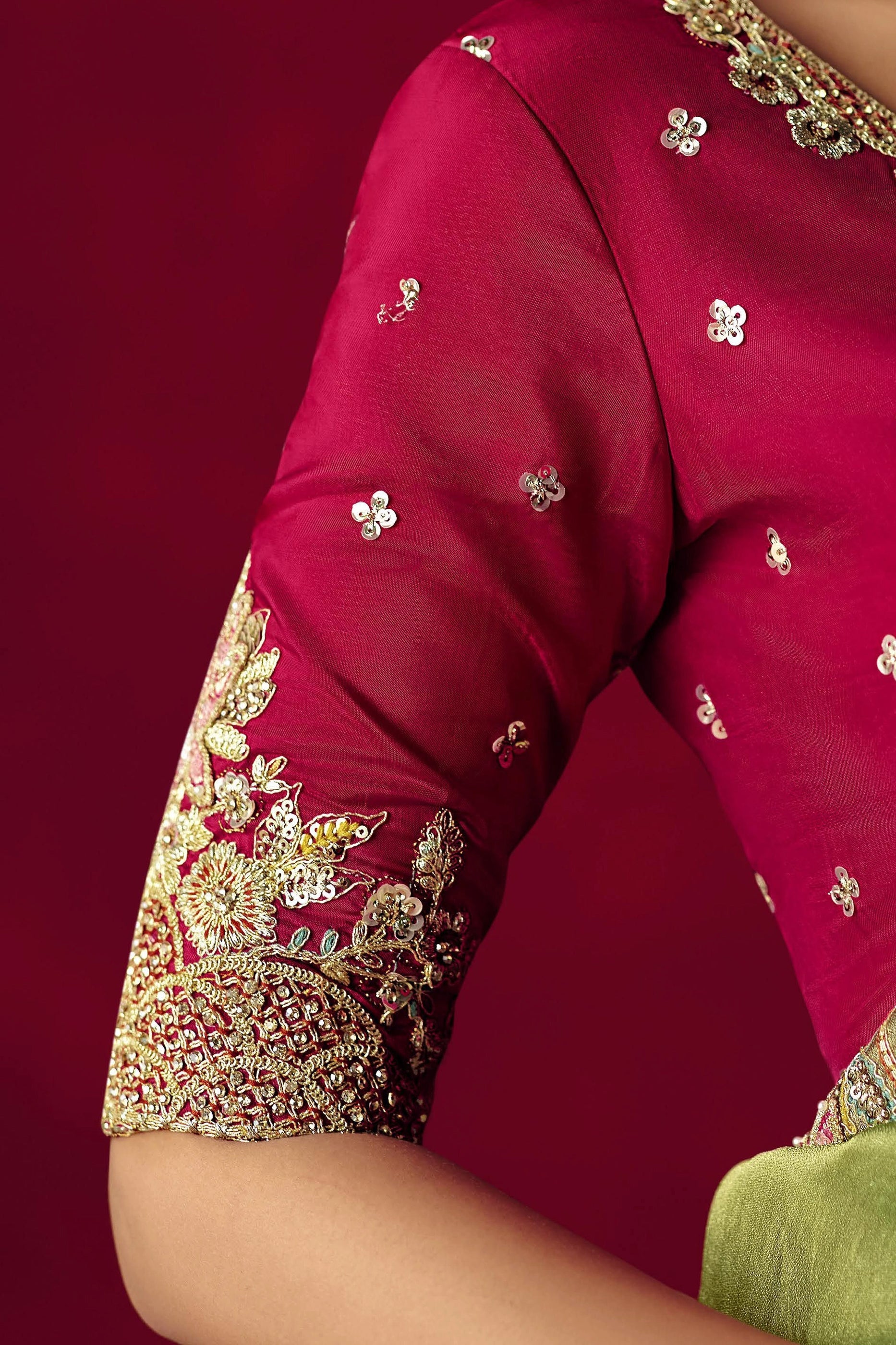 Olive Green Embroidered Tissue Silk Saree-SAR11452_3_SareeButa.com