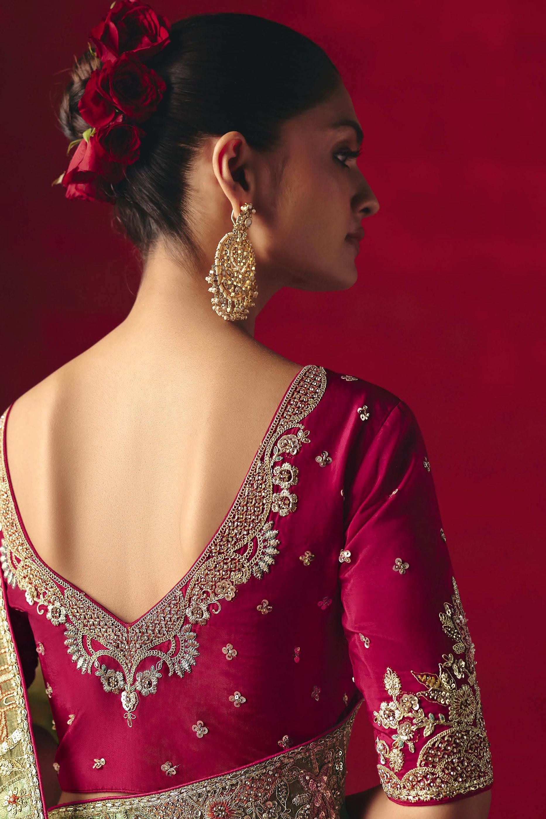 Olive Green Embroidered Tissue Silk Saree-SAR11452_5_SareeButa.com