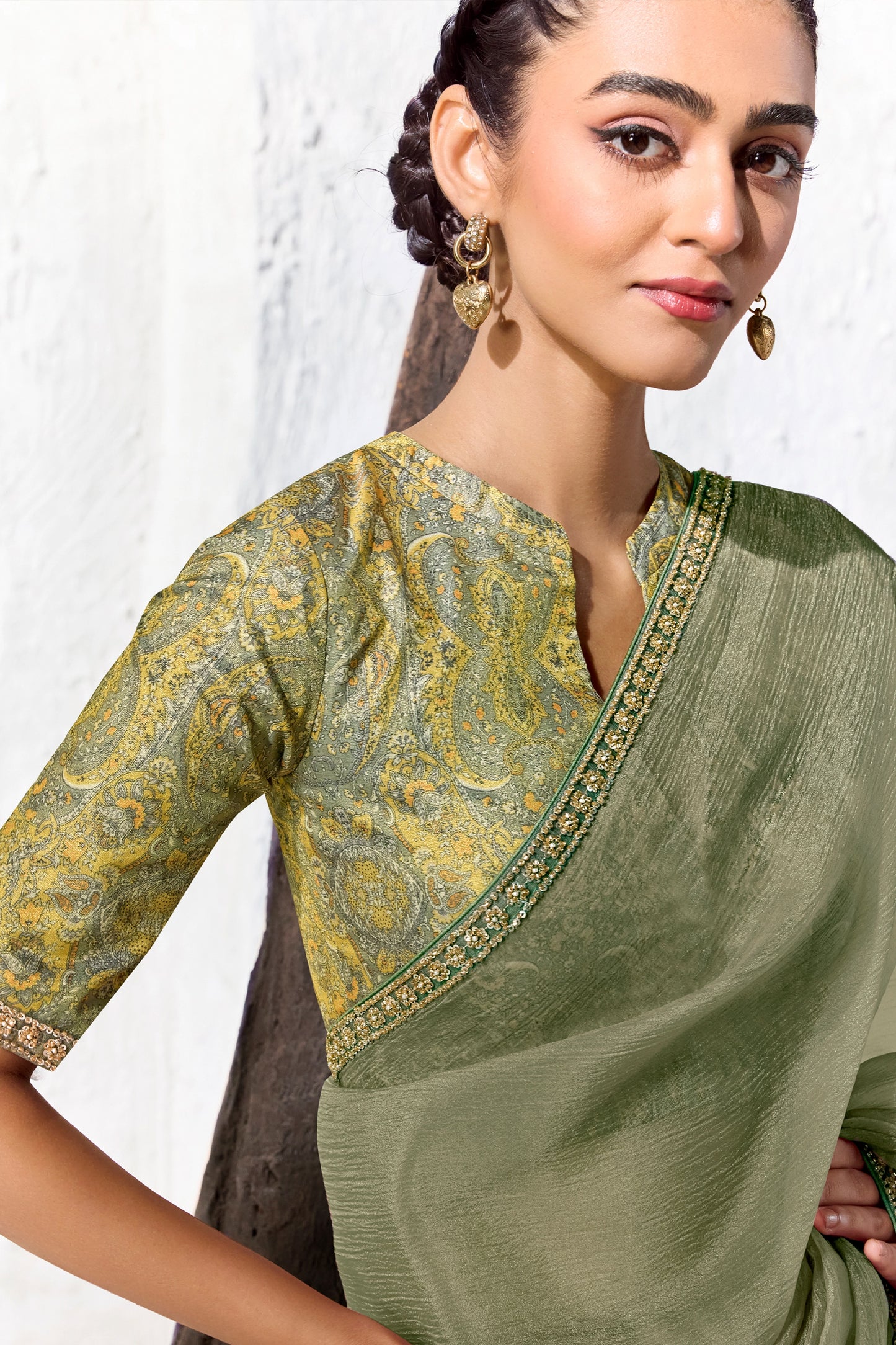 Olive Green Embroidered Tissue Silk Saree-SAR13150_2_SareeButa.com