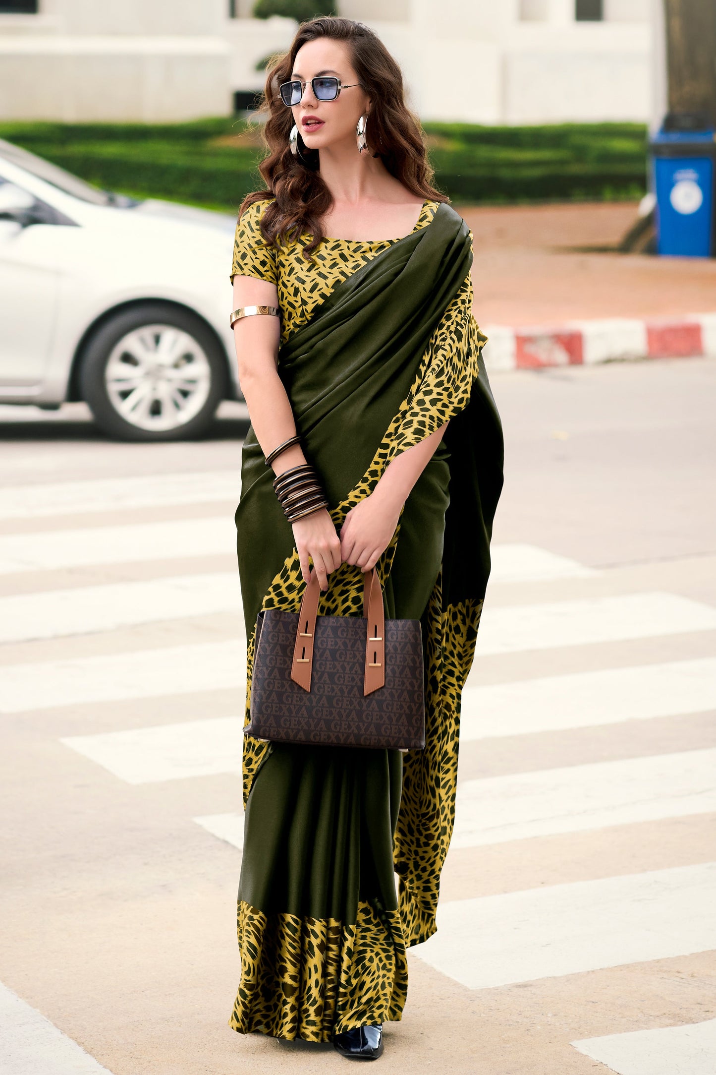 olive-green-printed-satin-saree-zb132486_1_SareeButa.com