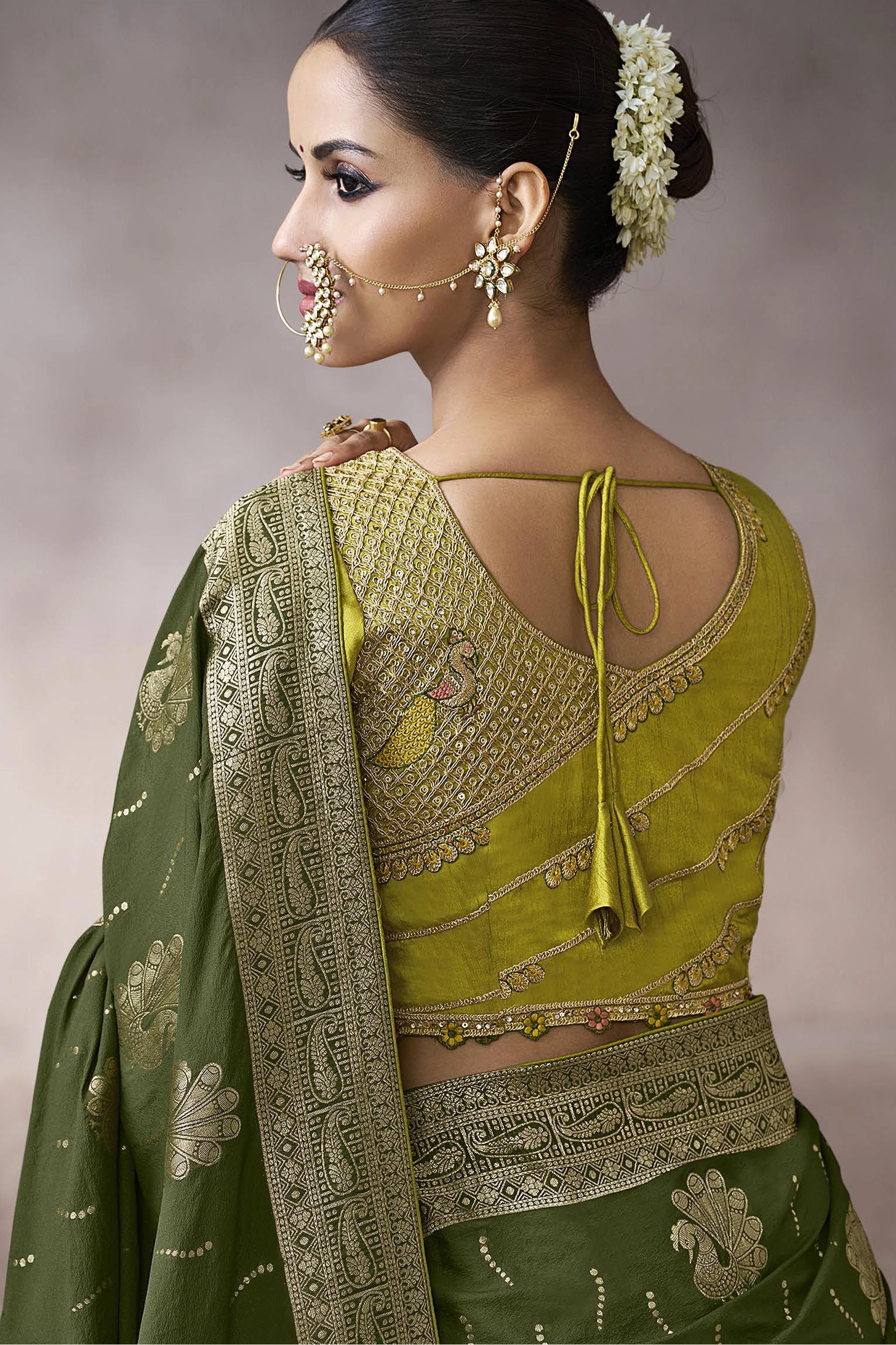 Olive Green Woven Crepe Silk Saree-SAR11610_3_SareeButa.com
