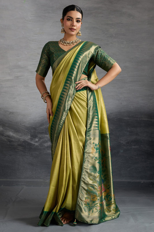 Olive Green Woven Kanjivaram Silk Saree-SAR10287_2_SareeButa.com
