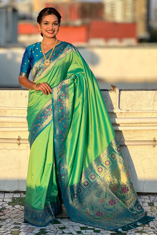 Olive Green Paithani Saree-ZB134853_1_SareeButa.com