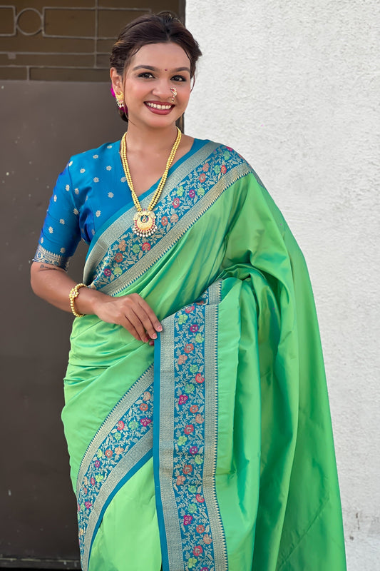 Olive Green Paithani Saree-ZB134853_2_SareeButa.com