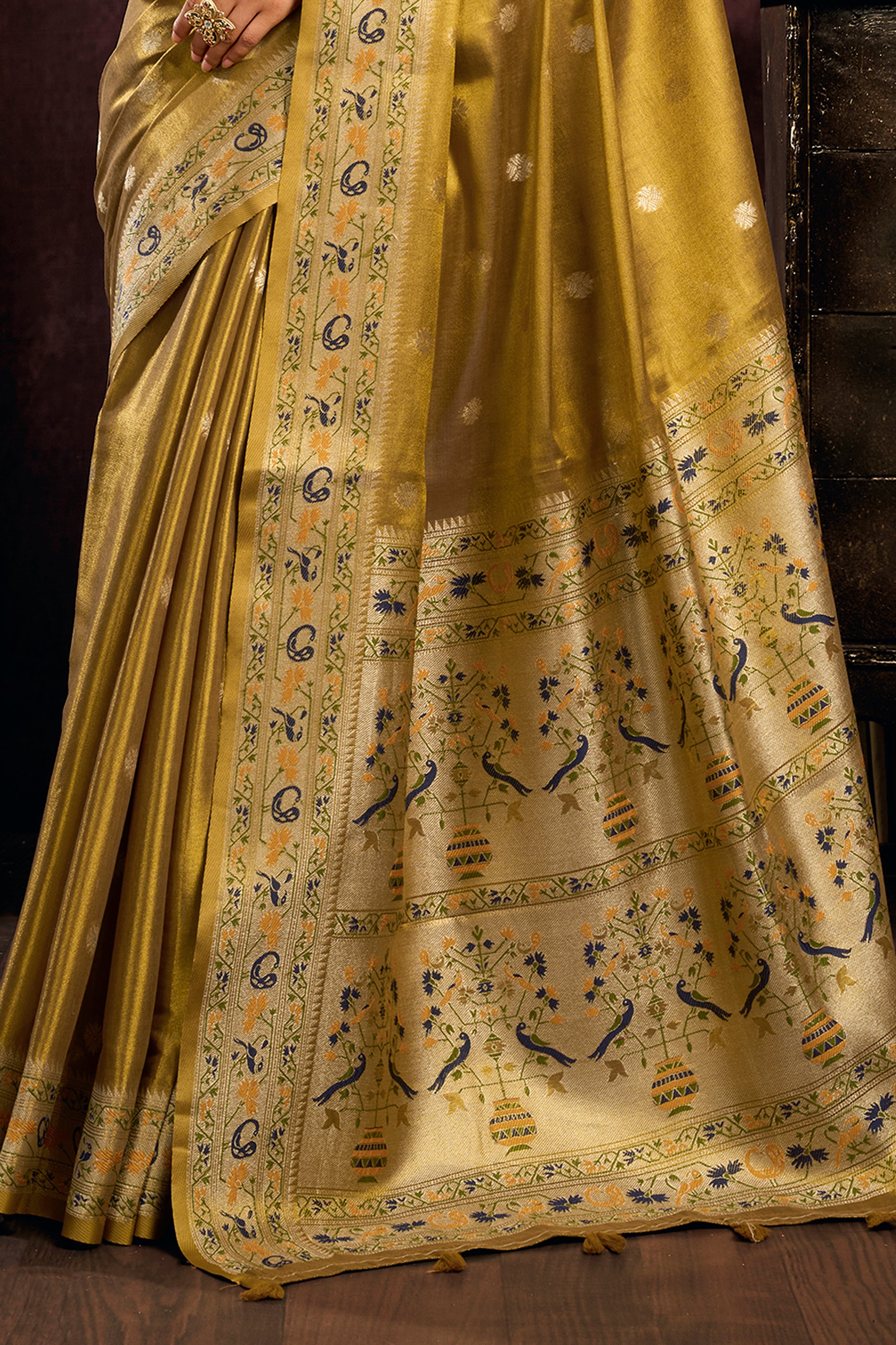 Olive Green Woven Tissue Silk Saree-SAR13192_8_SareeButa.com