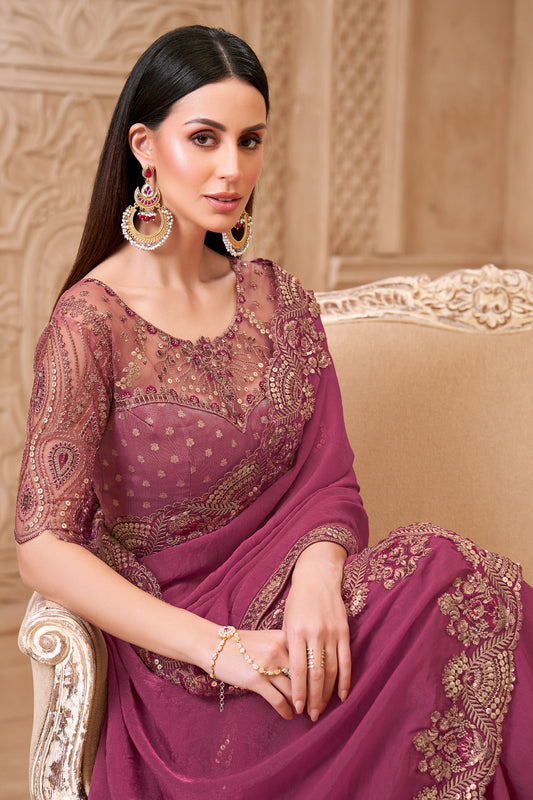 Onion Pink Embroidered Georgette Saree-SAR10594_2_SareeButa.com