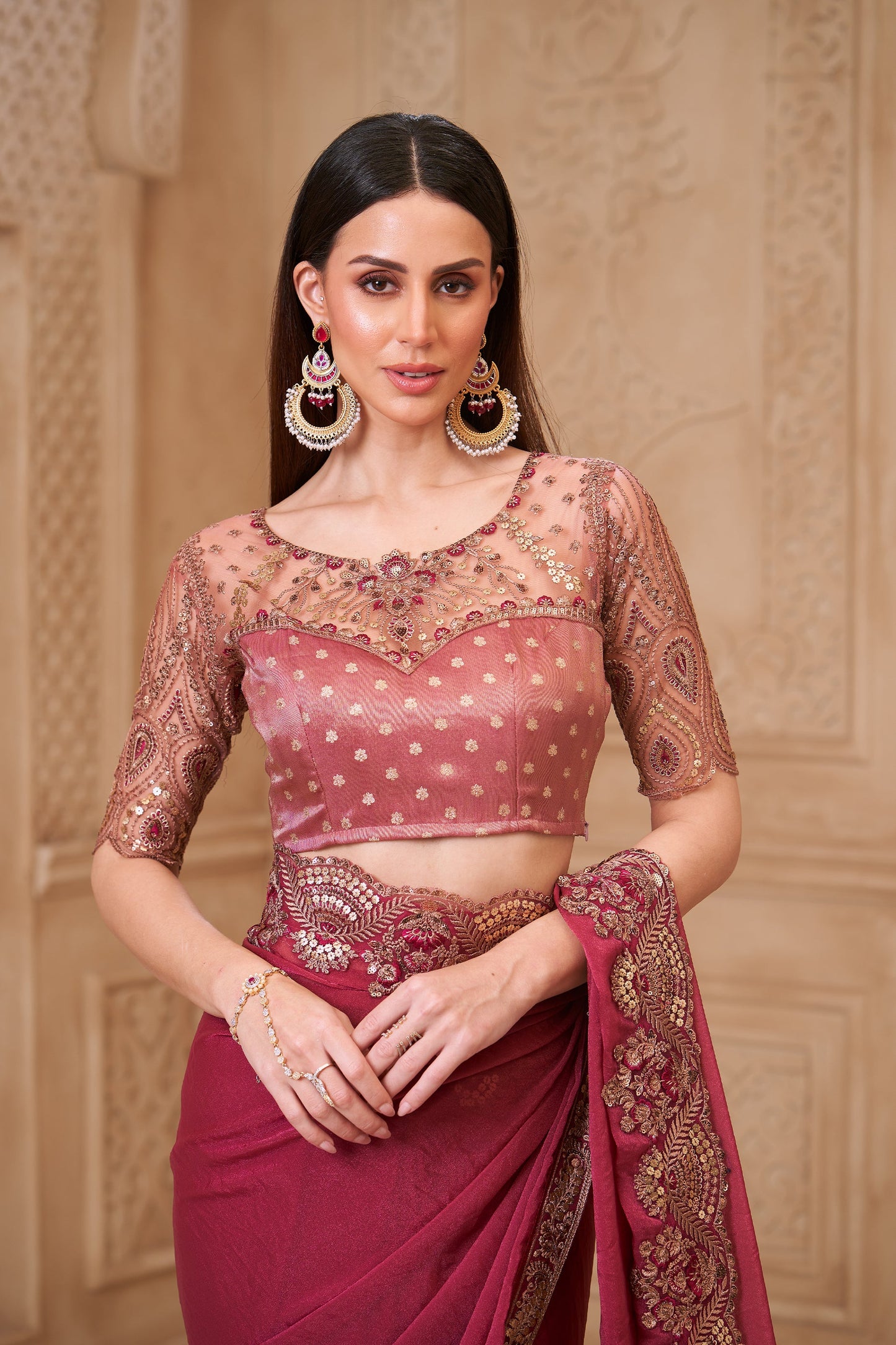 Onion Pink Embroidered Georgette Saree-SAR10594_5_SareeButa.com