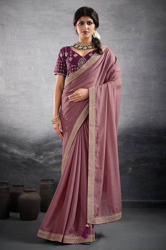 Onion Pink Embroidered Georgette Saree-SAR10599_1_SareeButa.com