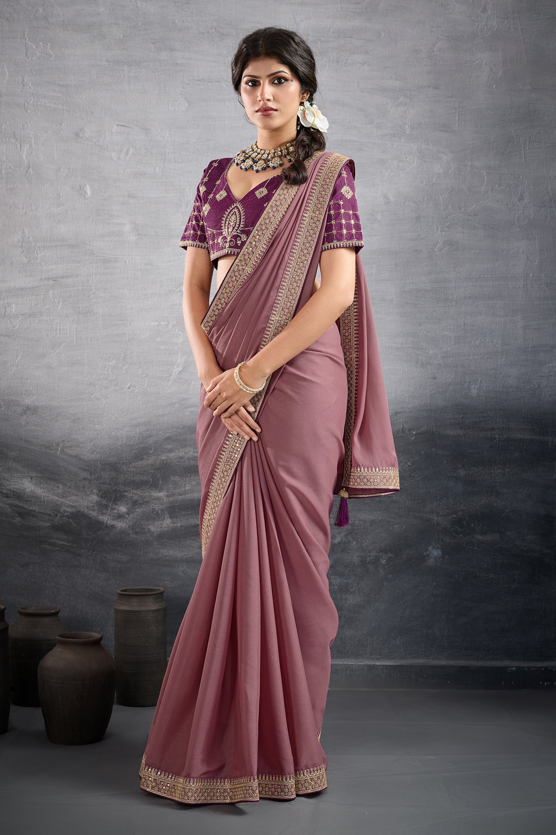 Onion Pink Embroidered Georgette Saree-SAR10599_3_SareeButa.com