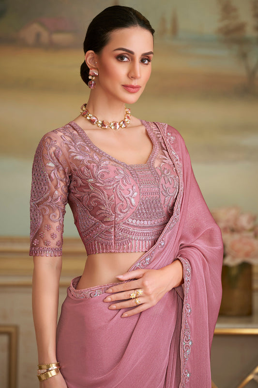 Onion Pink Embroidered Georgette Saree-SAR10839_2_SareeButa.com
