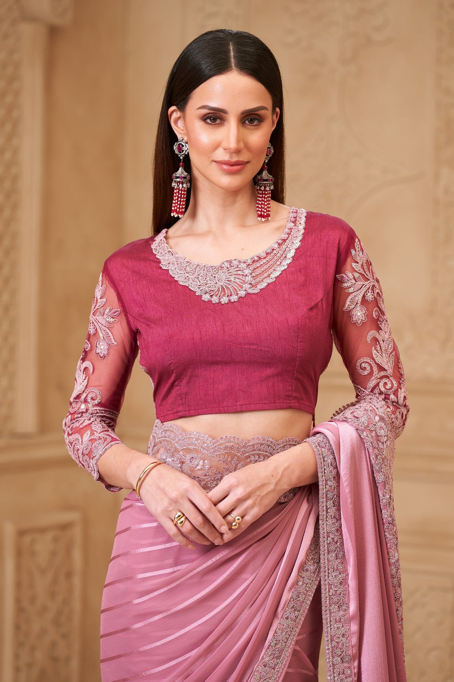 Onion Pink Embroidered Satin Georgette Saree-SAR10589_5_SareeButa.com