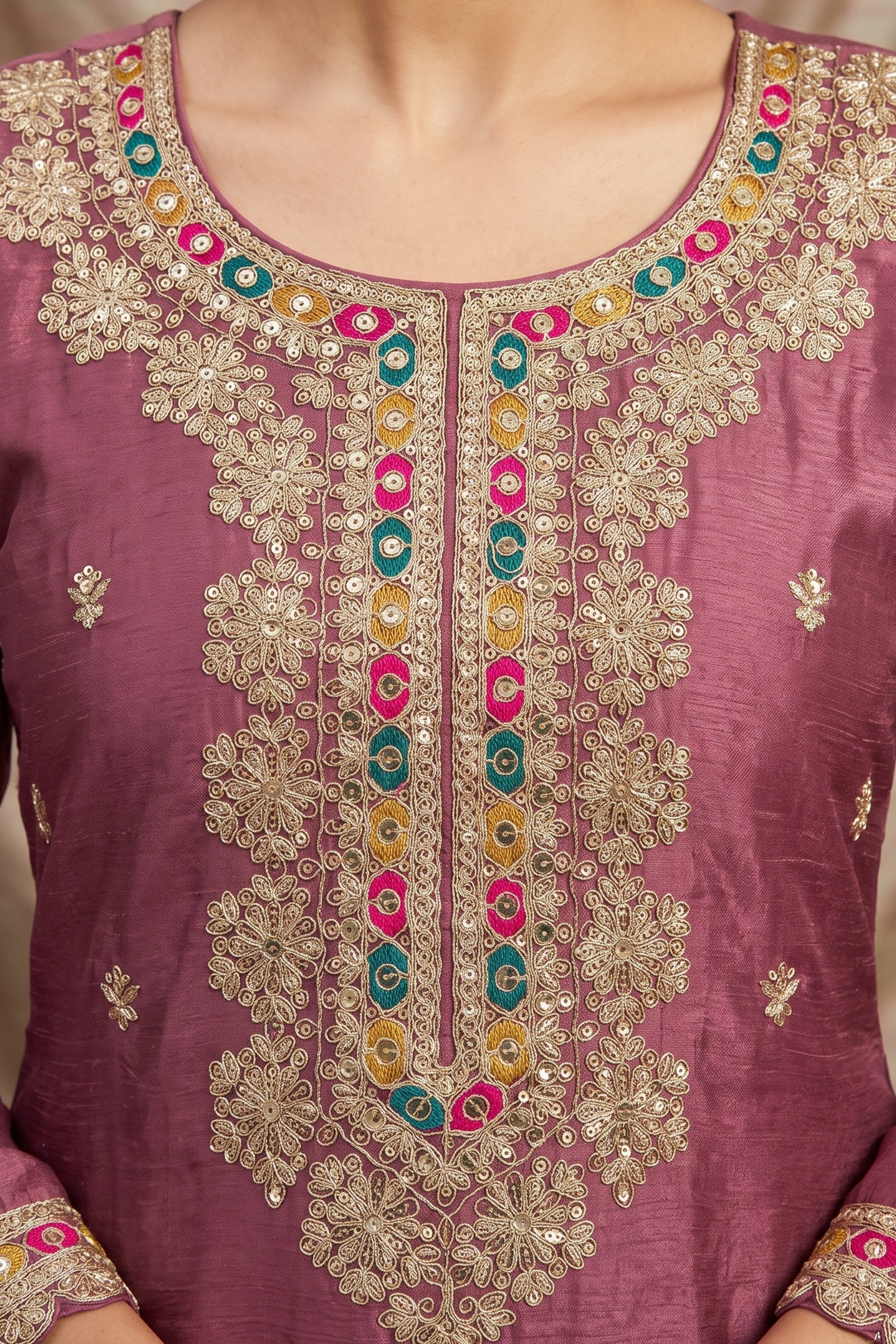 Onion Pink Readymade Embroidered Chinon Suit-SAR13038_4_SareeButa.com