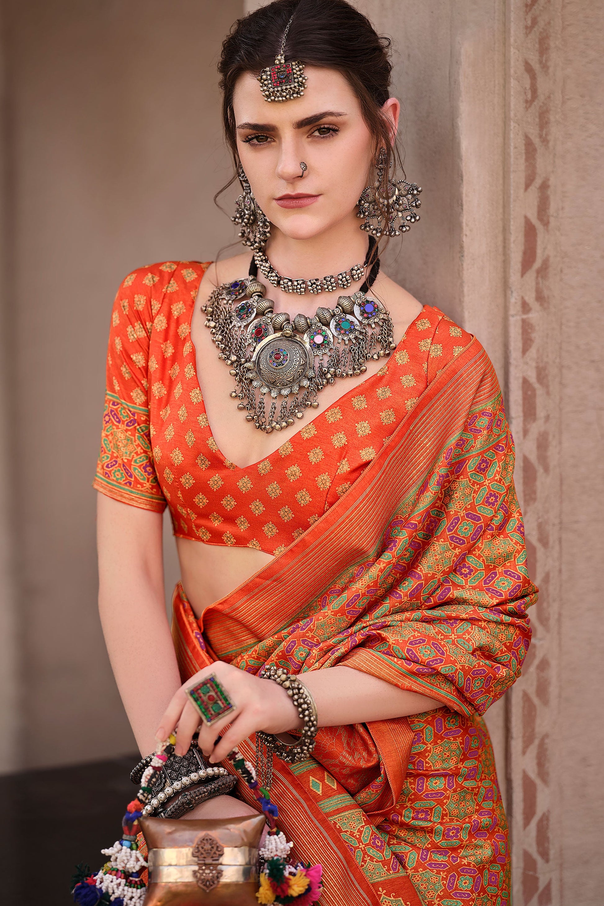 orange-ajrakh-print-silk-saree-zb132876_2_SareeButa.com