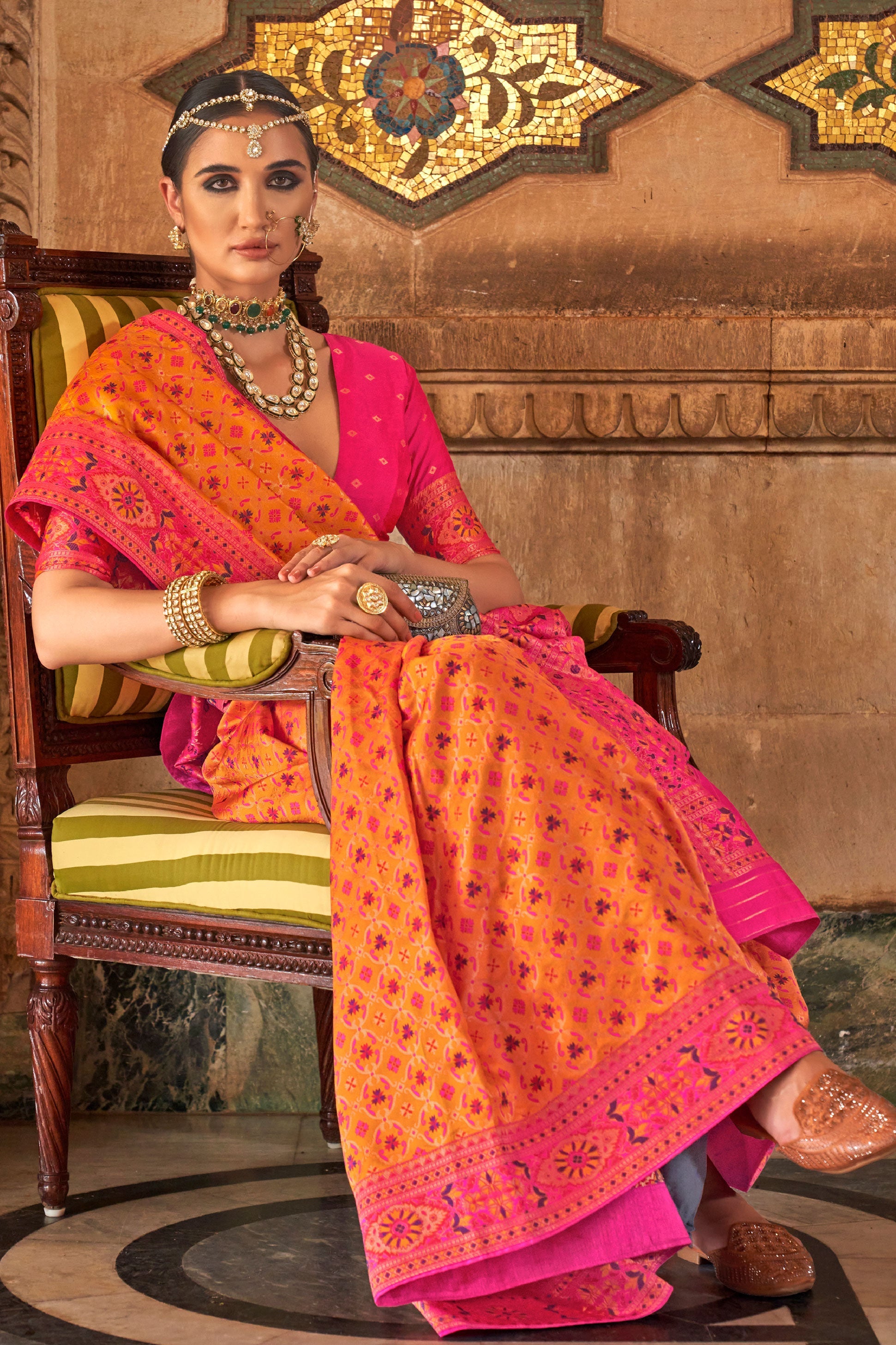 orange-banarasi-silk-saree-zb130998_2_SareeButa.com