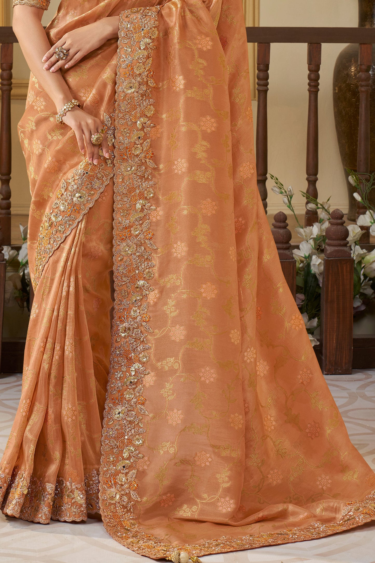 Orange Peach Pure Tissue Silk Saree-ZB133710_3_SareeButa.com