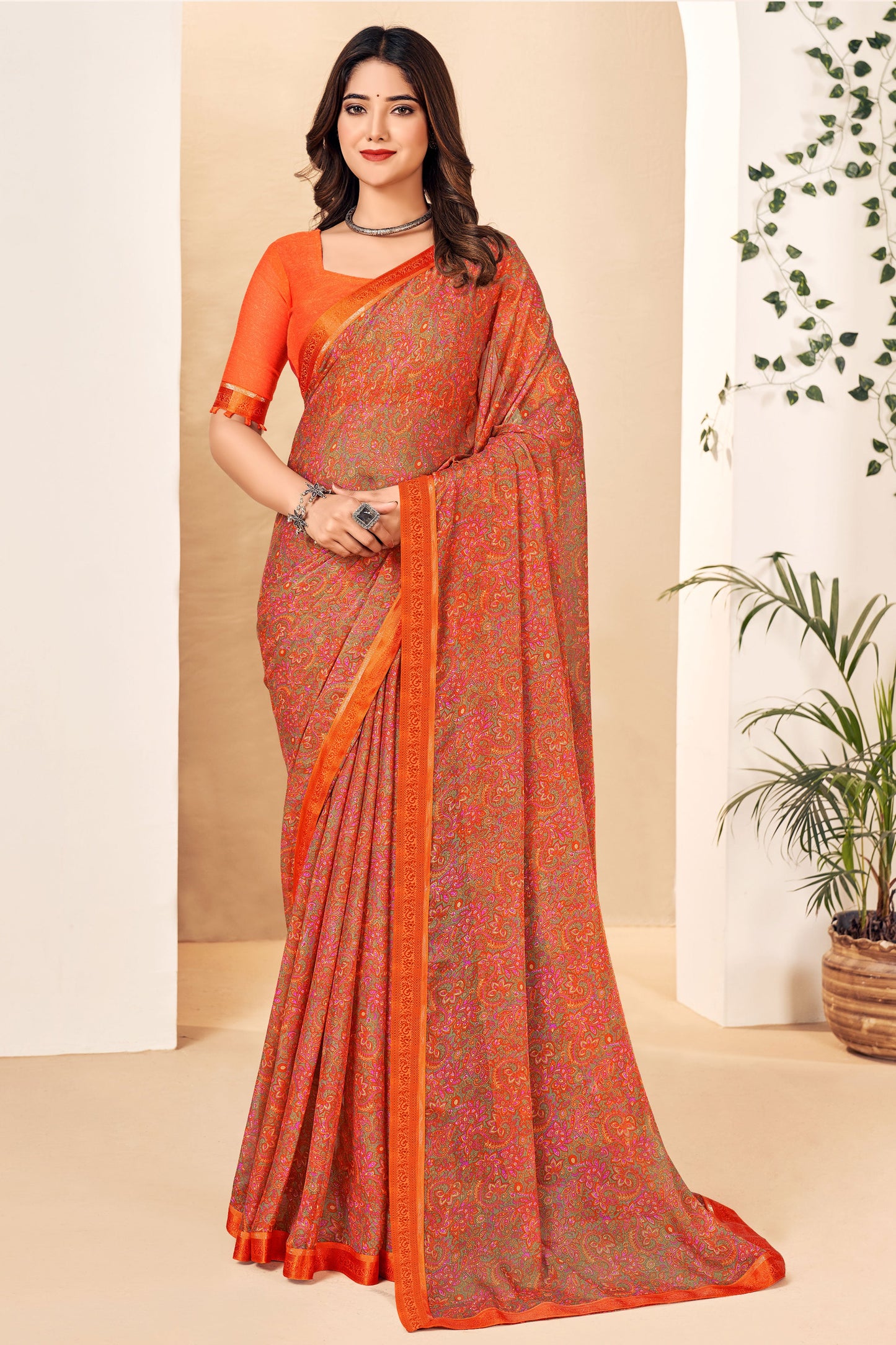 orange-printed-chiffon-saree-zb132701_1_SareeButa.com