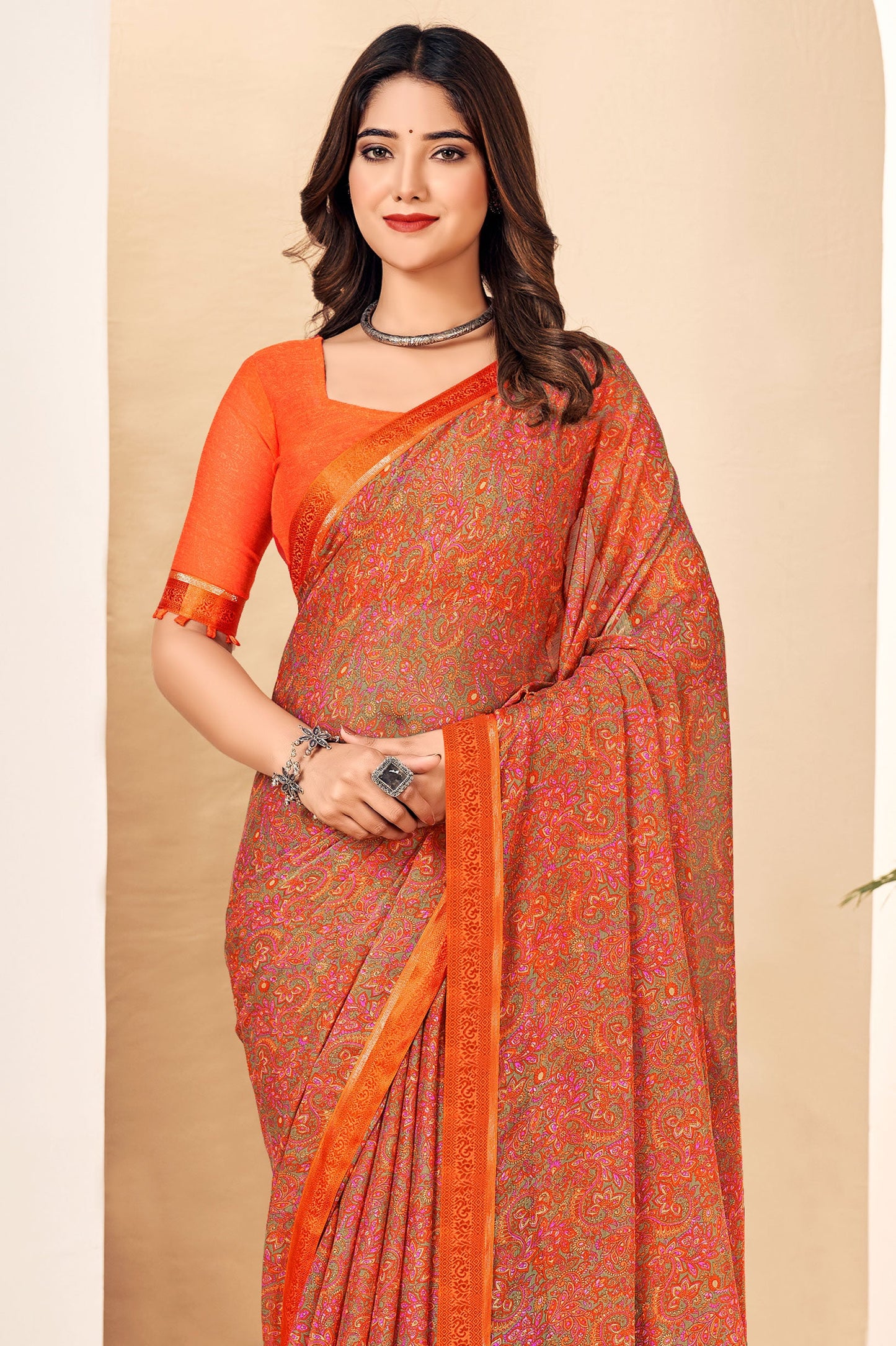 orange-printed-chiffon-saree-zb132701_2_SareeButa.com