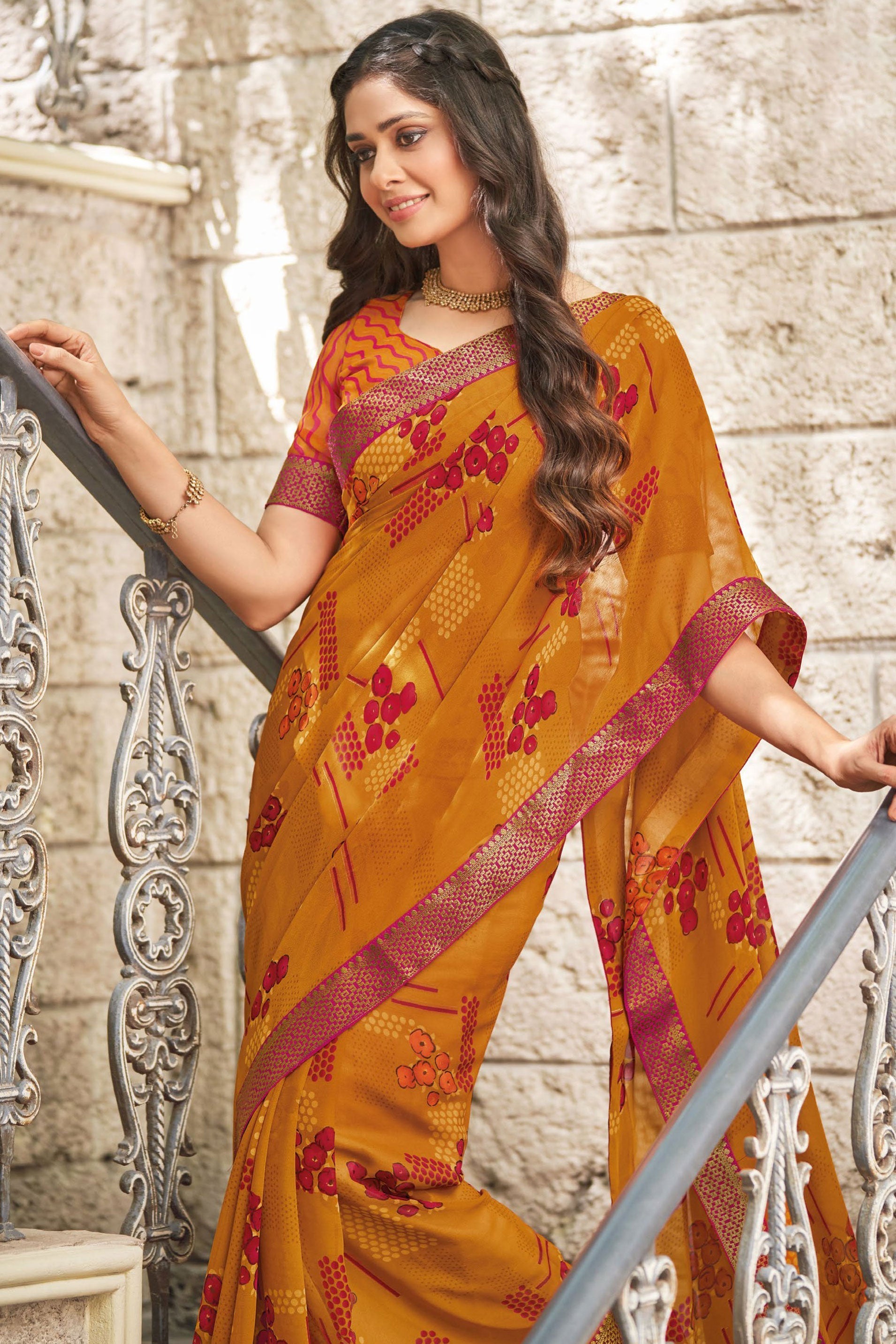 orange-printed-georgette-saree-zb130906_2_SareeButa.com