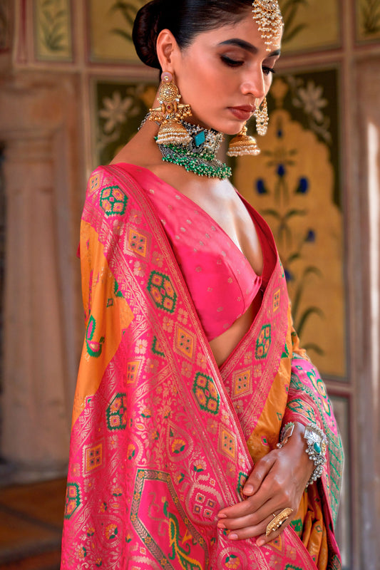 Orange Banarasi Silk Saree-ZB133190_2_SareeButa.com