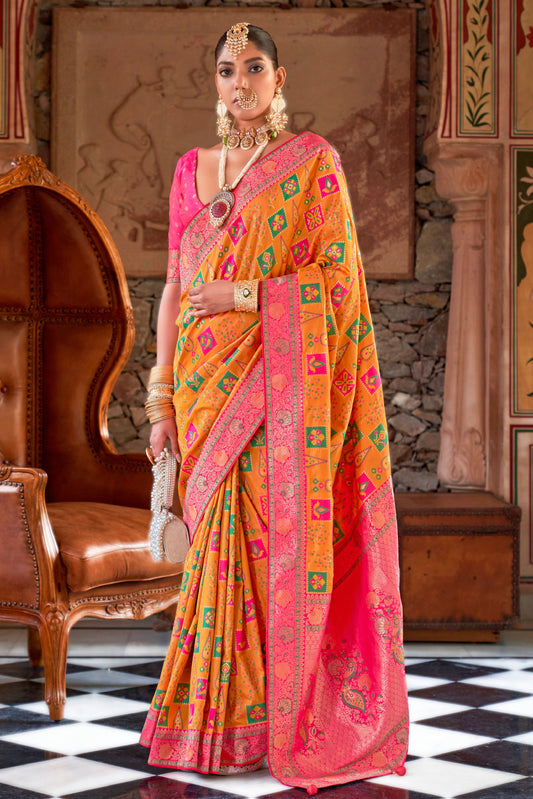 Orange Banarasi Silk Saree-ZB133196_1_SareeButa.com