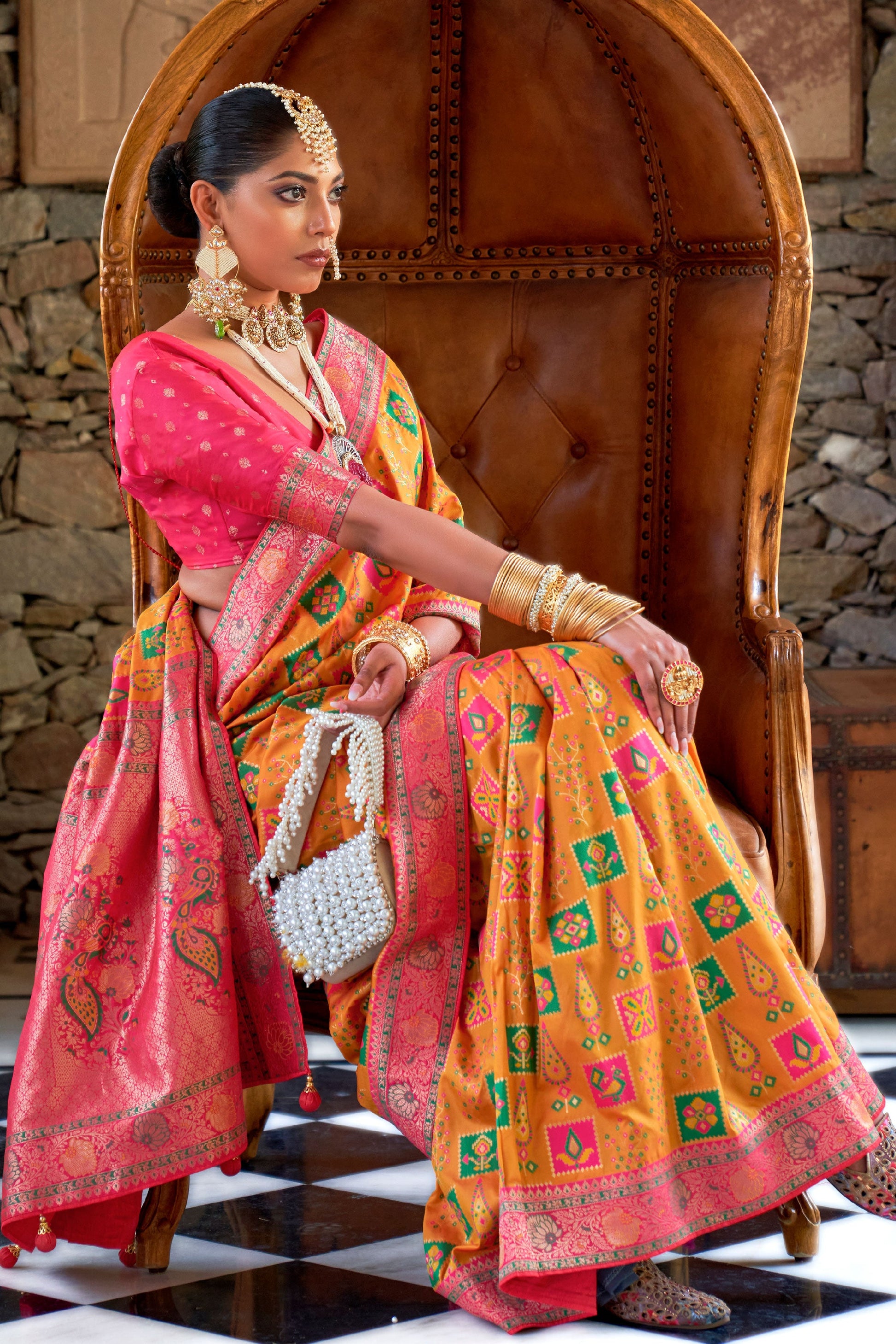 Orange Banarasi Silk Saree-ZB133196_2_SareeButa.com