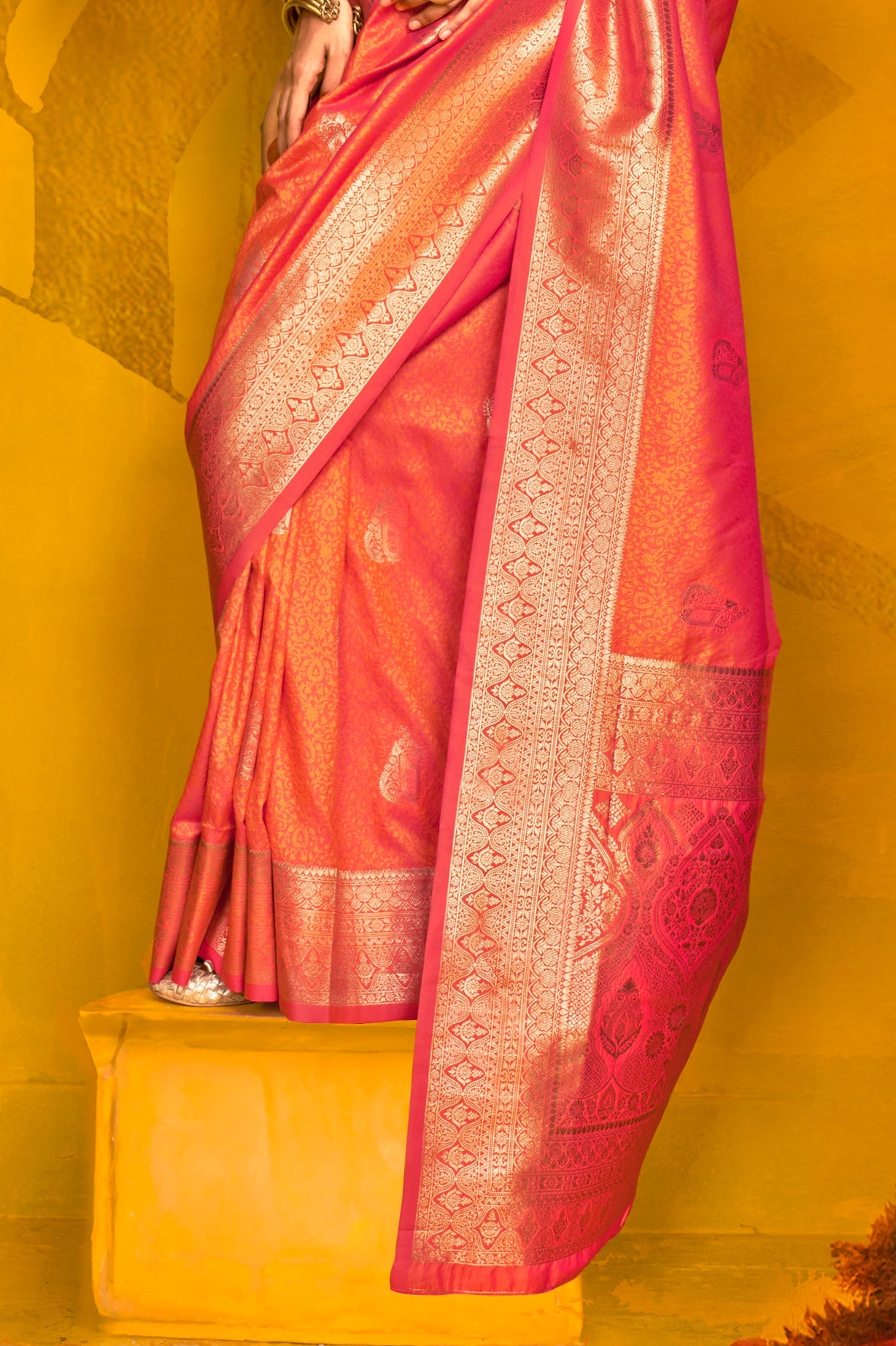 Orange 2-Tone Zari Weaving Silk Saree-ZB134063_4_SareeButa.com