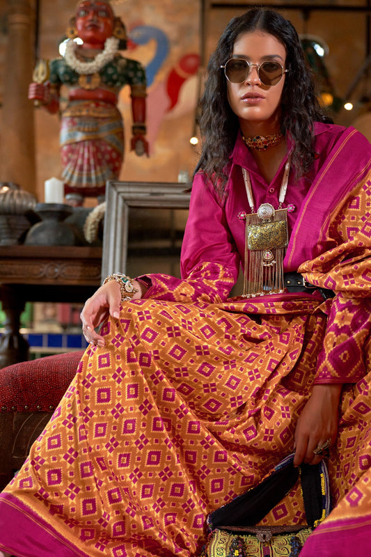 Orange And Pink Printed Silk Saree-SAR11328_2_SareeButa.com