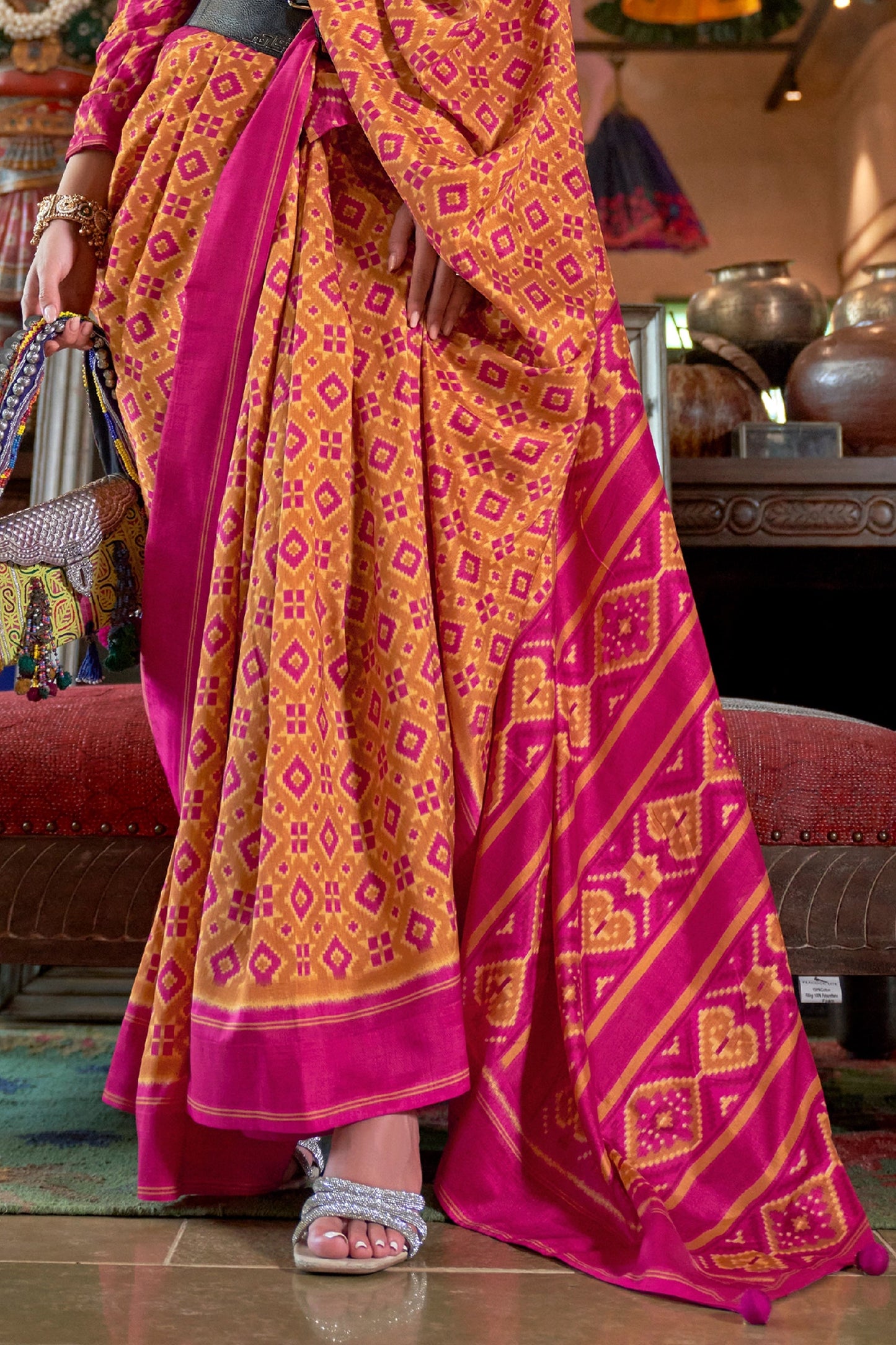 Orange And Pink Printed Silk Saree-SAR11328_4_SareeButa.com