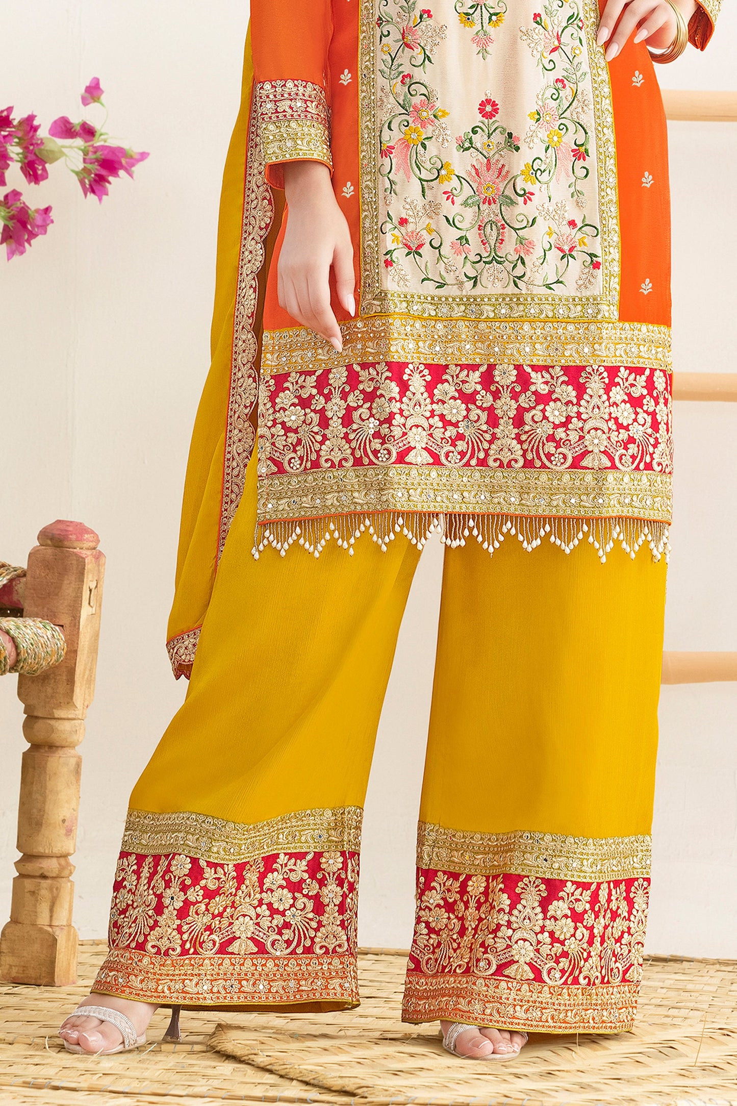 Orange And Yellow Readymade Embroidered Chinon Suit-SAR11107_5_SareeButa.com