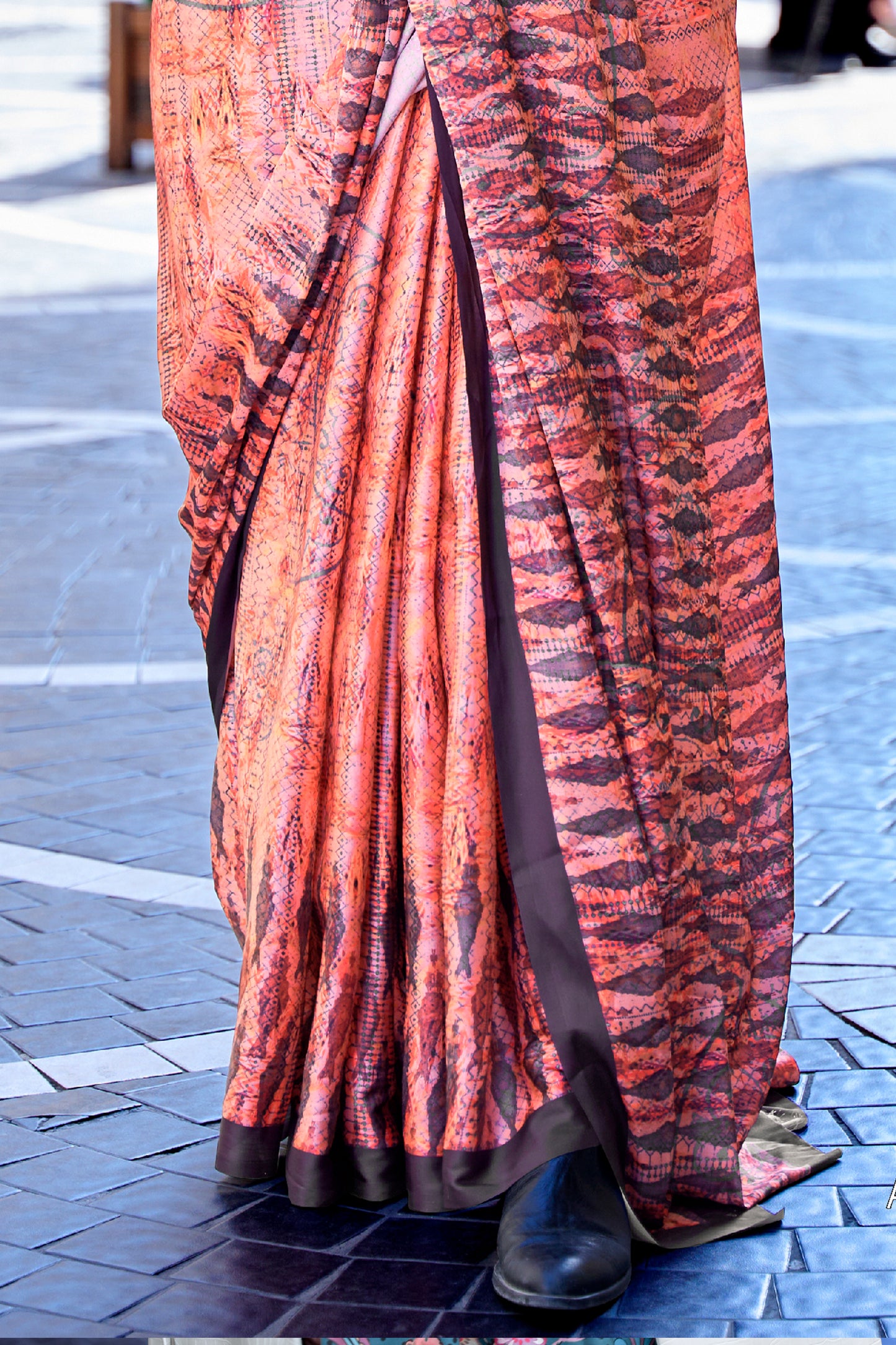 Orange Digital Print Satin Saree-SAR12396_4_SareeButa.com