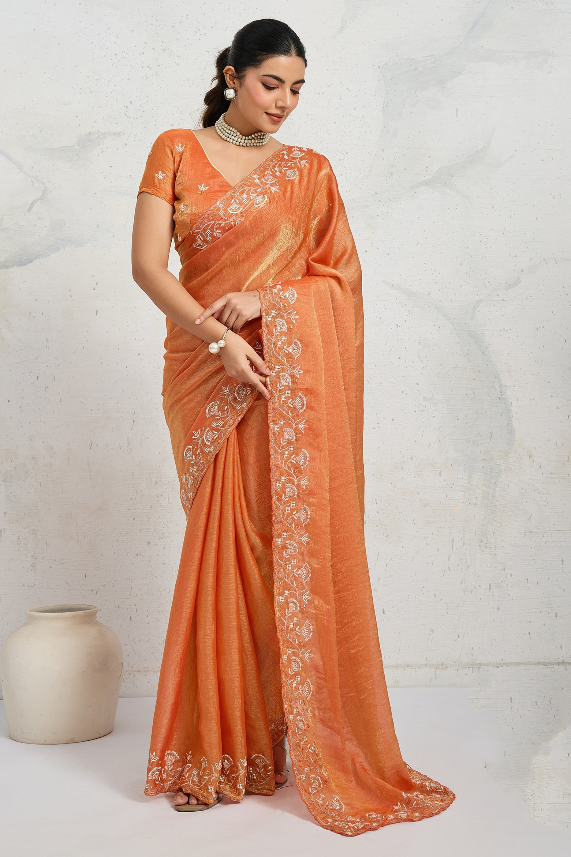 Orange Embroidered Chiffon Saree-SAR12508_1_SareeButa.com